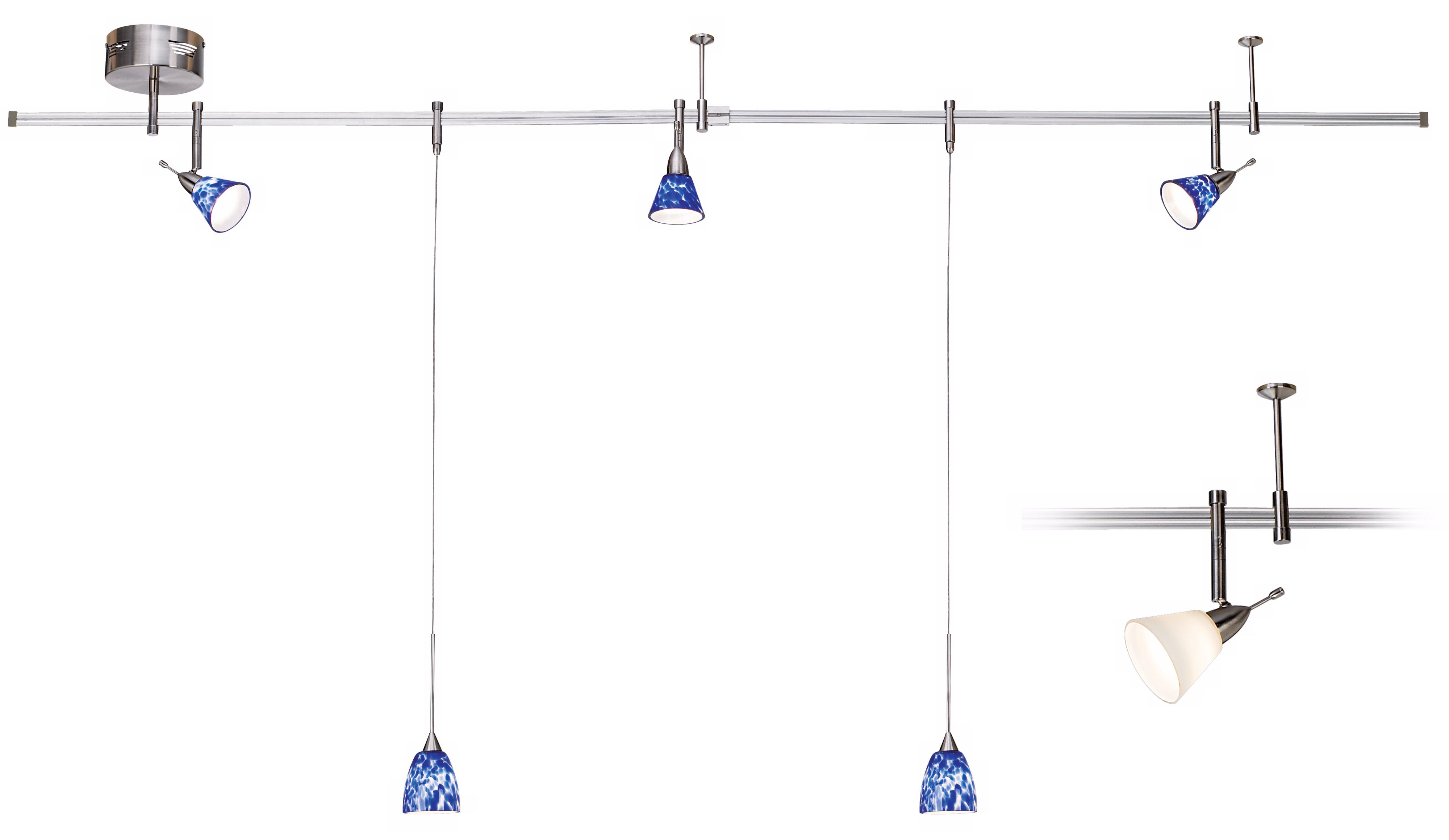 Pro Track Blue and Frosted Glass 5-Light Complete Rail Kit
