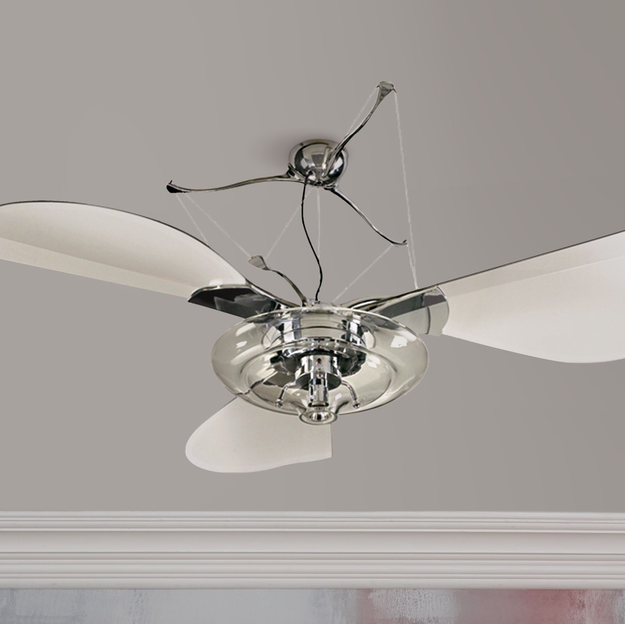 58 Quorum Jellyfish Chrome Ceiling Fan With Light Kit