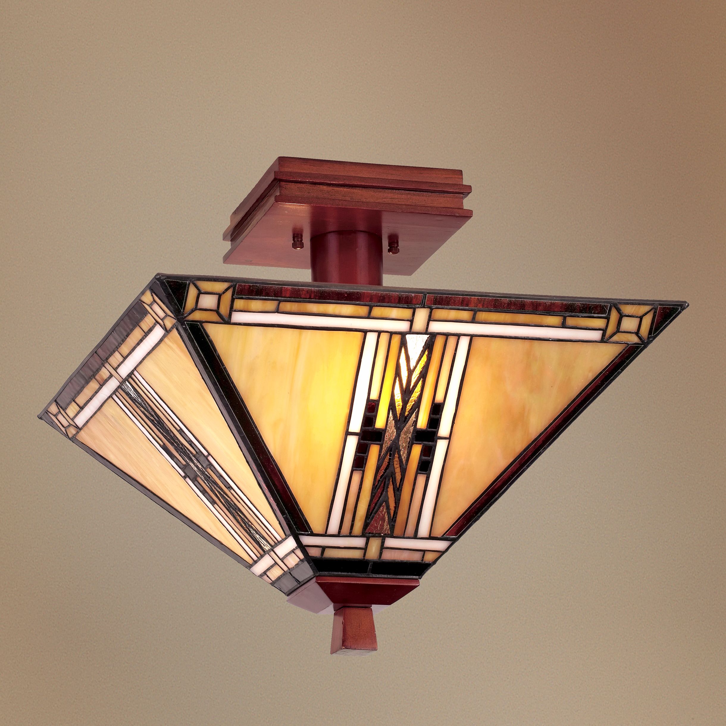 Walnut Mission Collection 14" Wide Ceiling Light Fixture