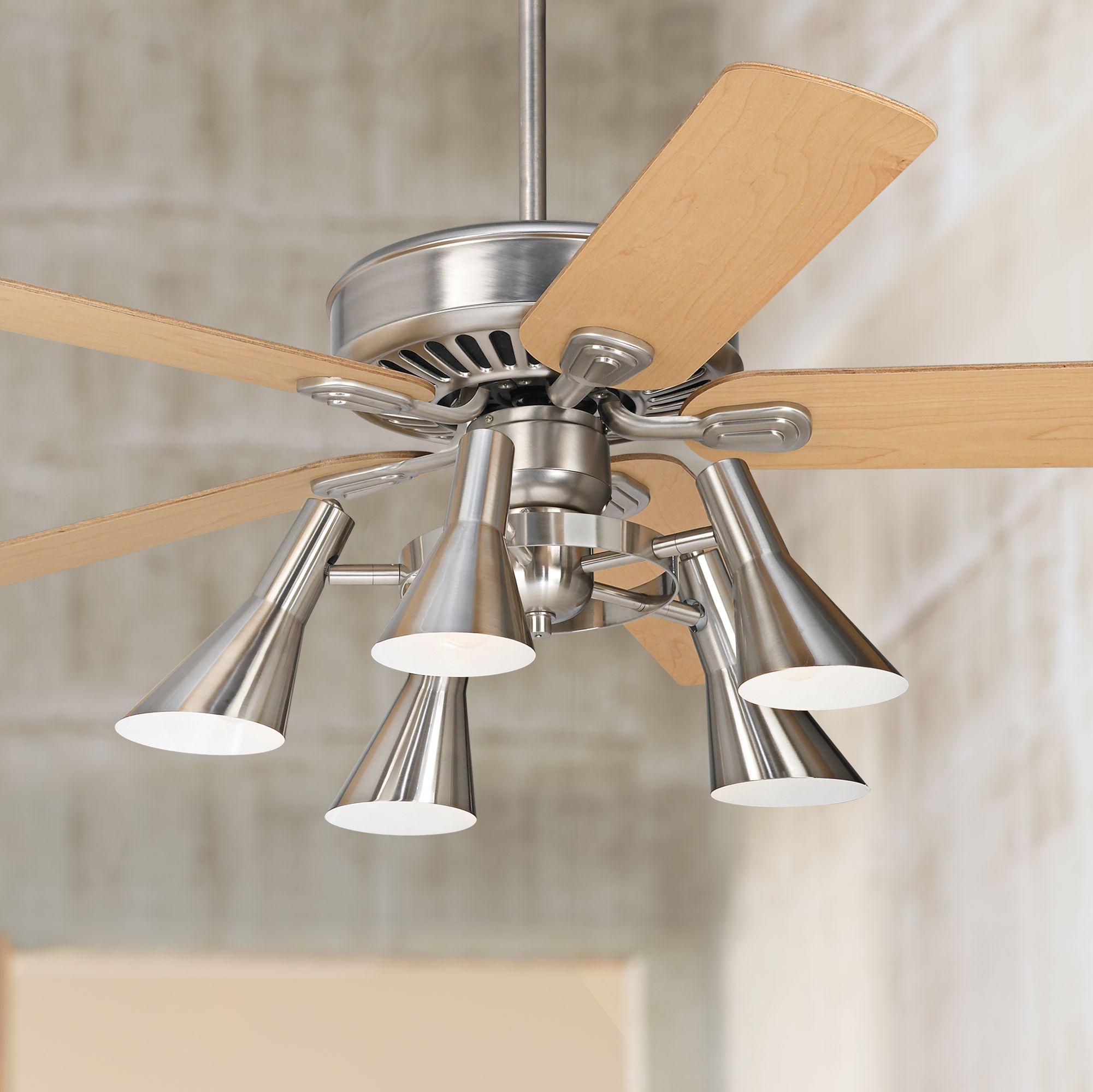 52" Windstar II Brushed Steel with Maple Ceiling Fan