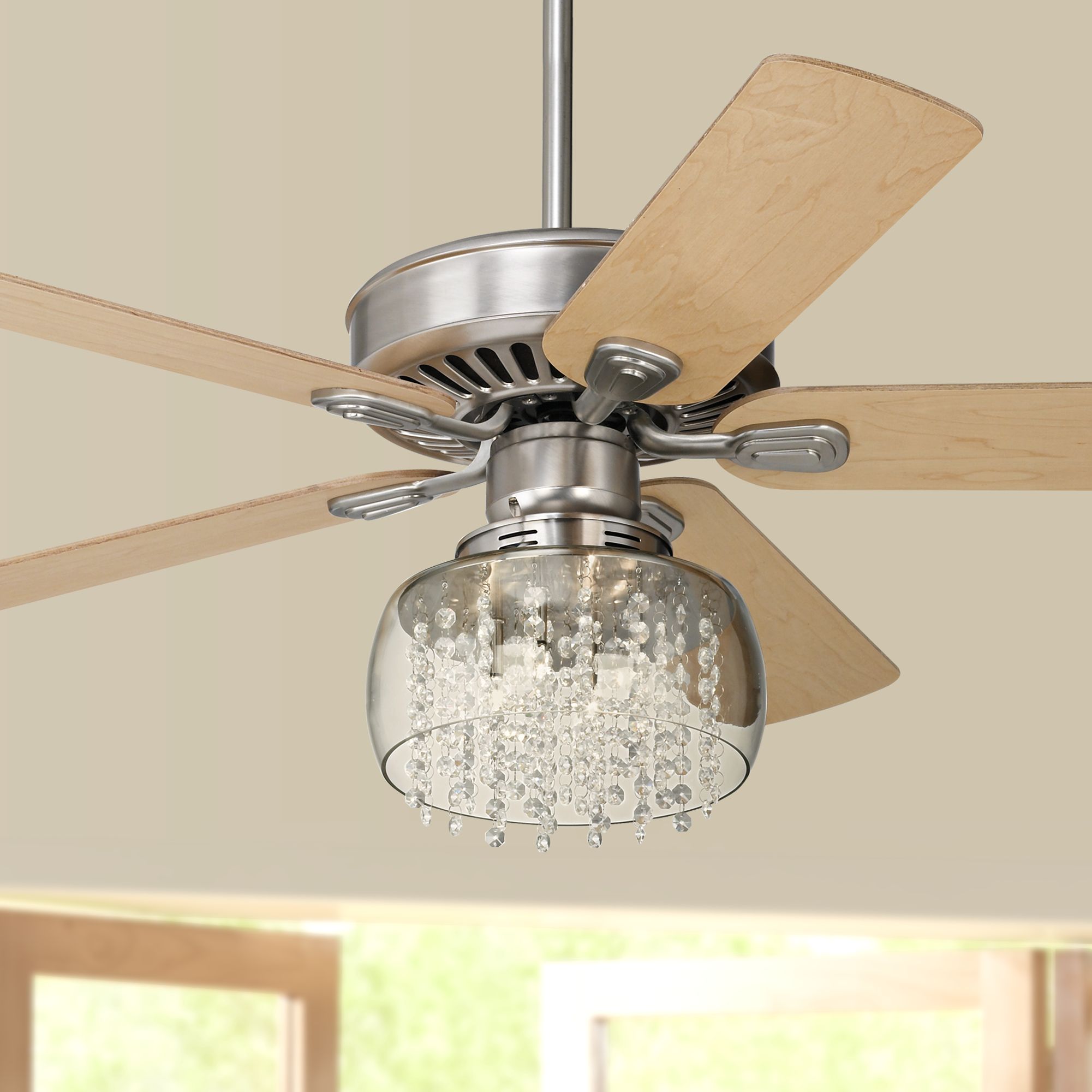 52" Windstar II™ Brushed Steel and Crystal Ceiling Fan