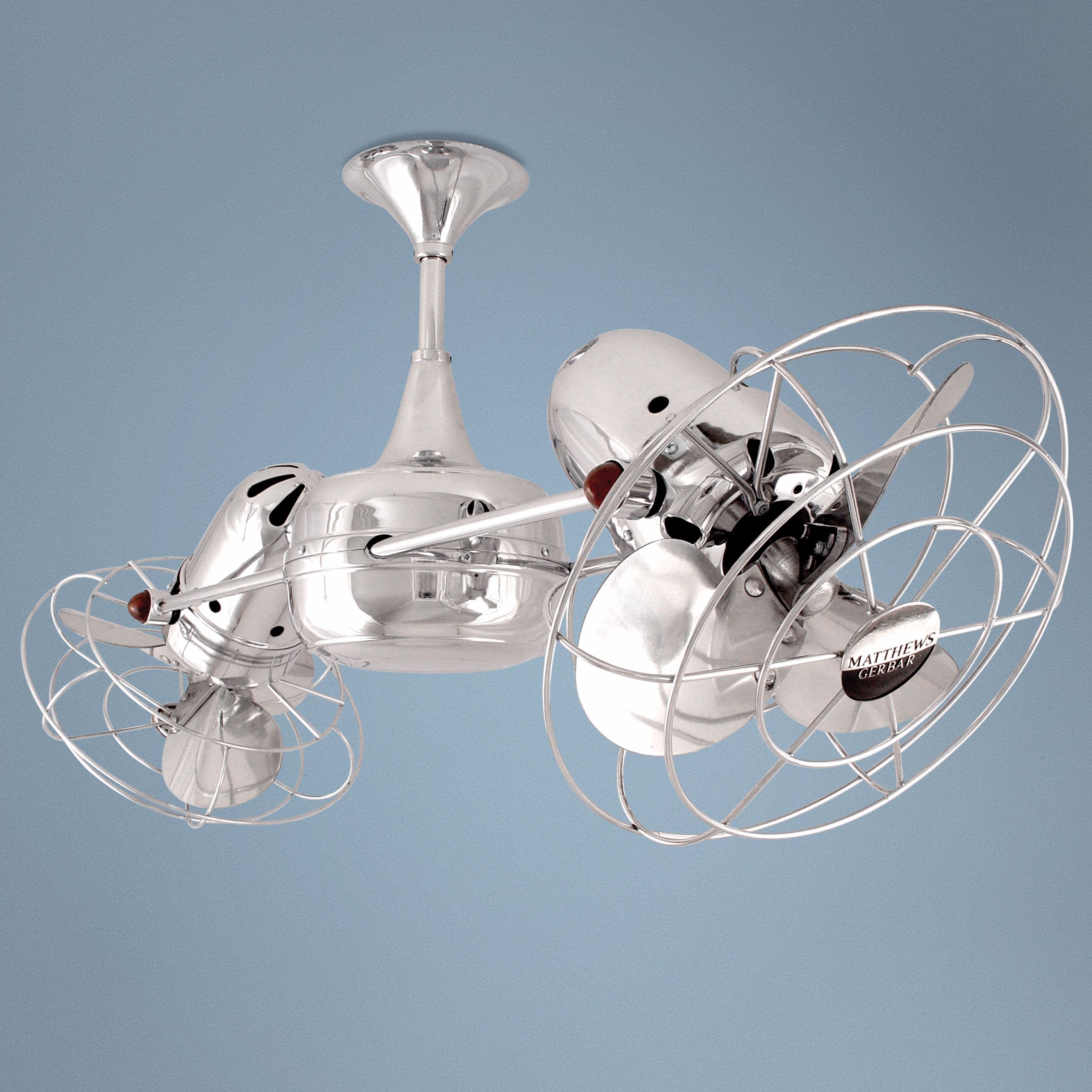 36" Duplo Dinamico Chrome and Metal Blades Ceiling Fan
