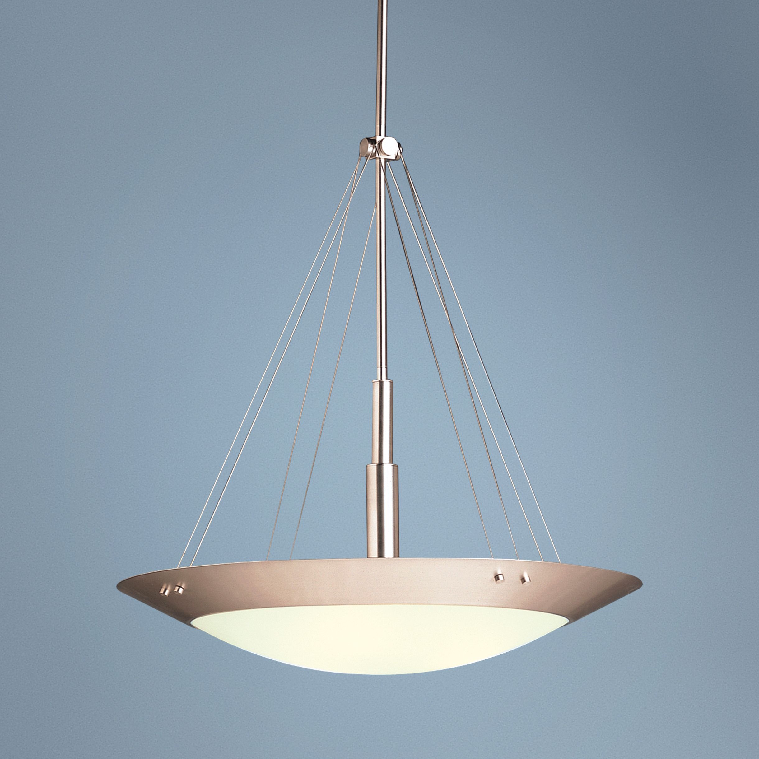 Contemporary Brushed Nickel Three Light Pendant Chandelier