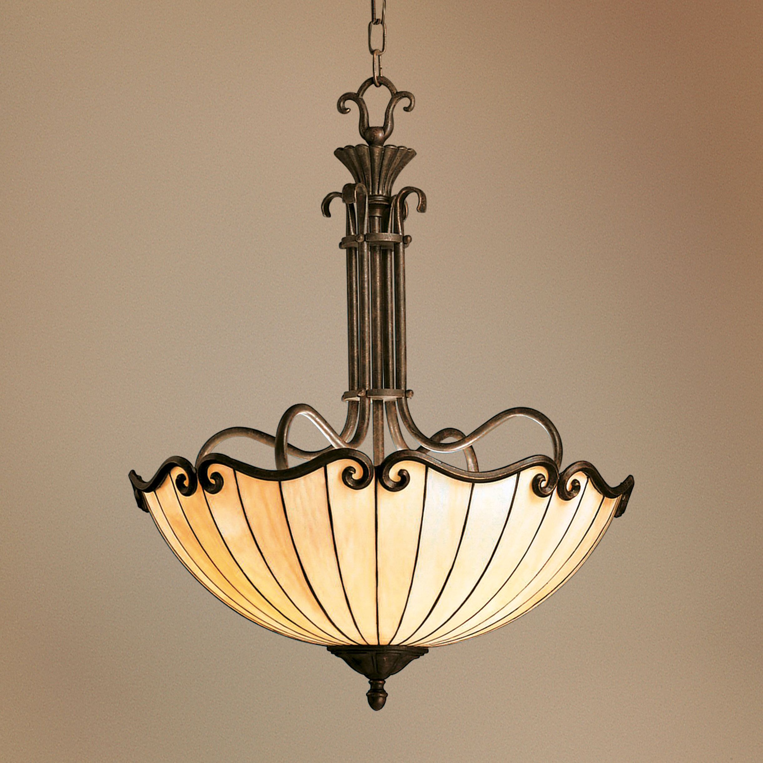 Art Nouveau Tiffany-Style Bowl Chandelier