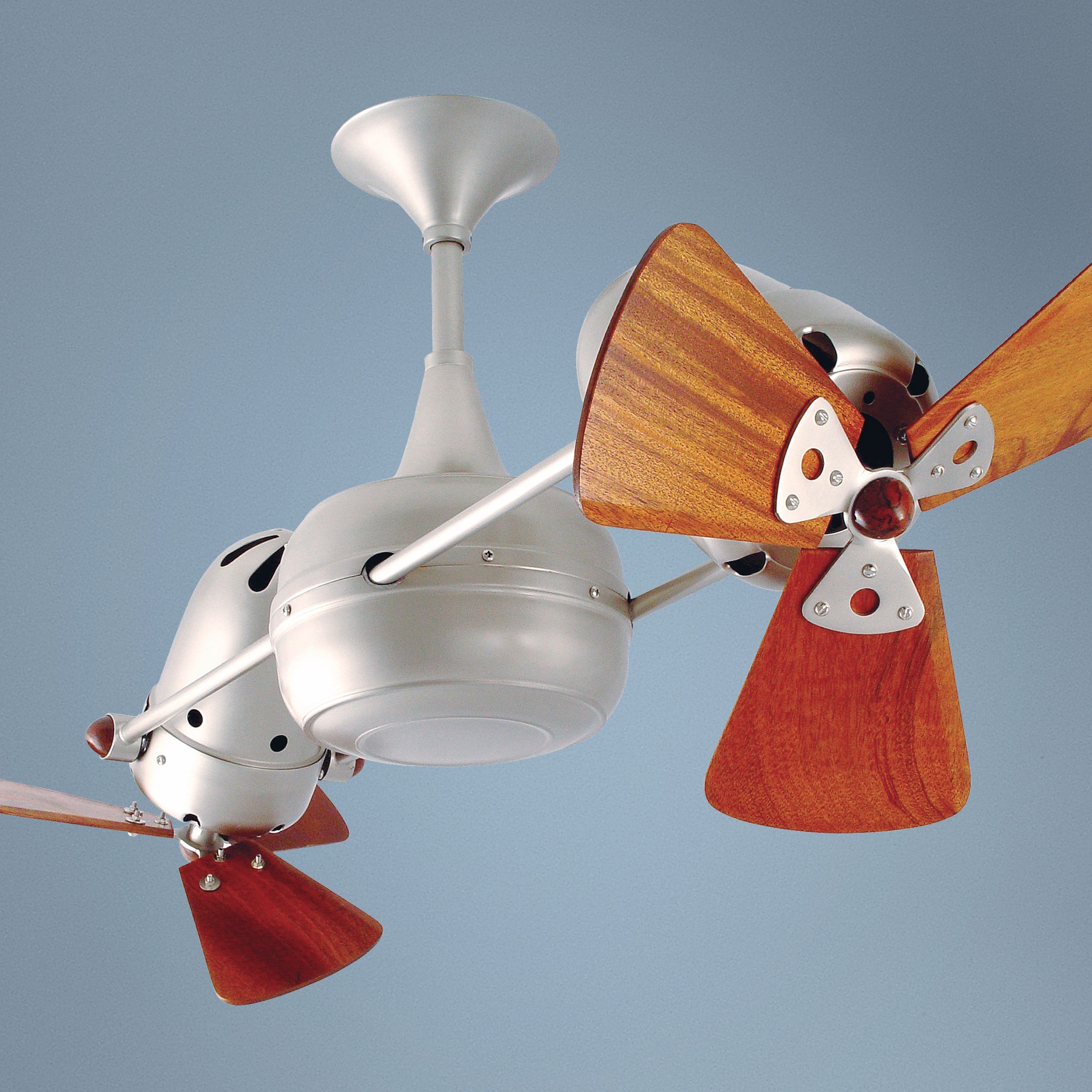 36" Duplo Dinamico Brushed Nickel and Wood Ceiling Fan