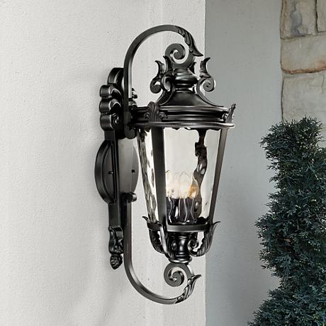 outdoor light casa marseille lighting traditional scroll exterior porch timberland hammered textured fixture arm clear glass john lights lampsplus