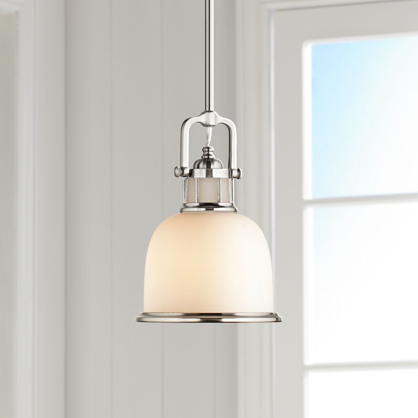 Parker Place Brushed Steel 8" Wide Mini Pendant  Light