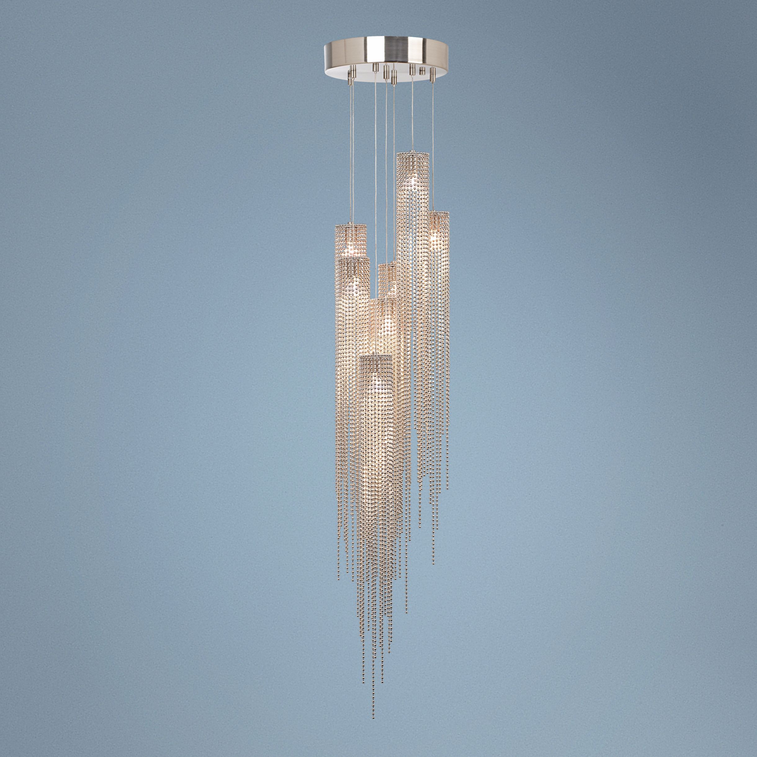 Nova Brushed Nickel Beading 7-Light Chandelier