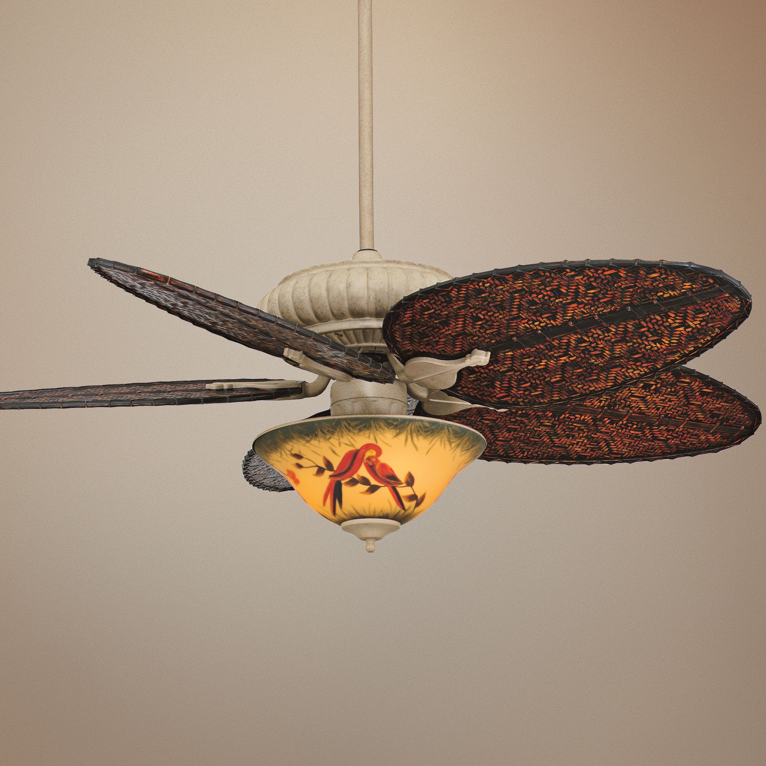 52" Fanimation Belleria Ceiling Fan and Parrot Glass Light
