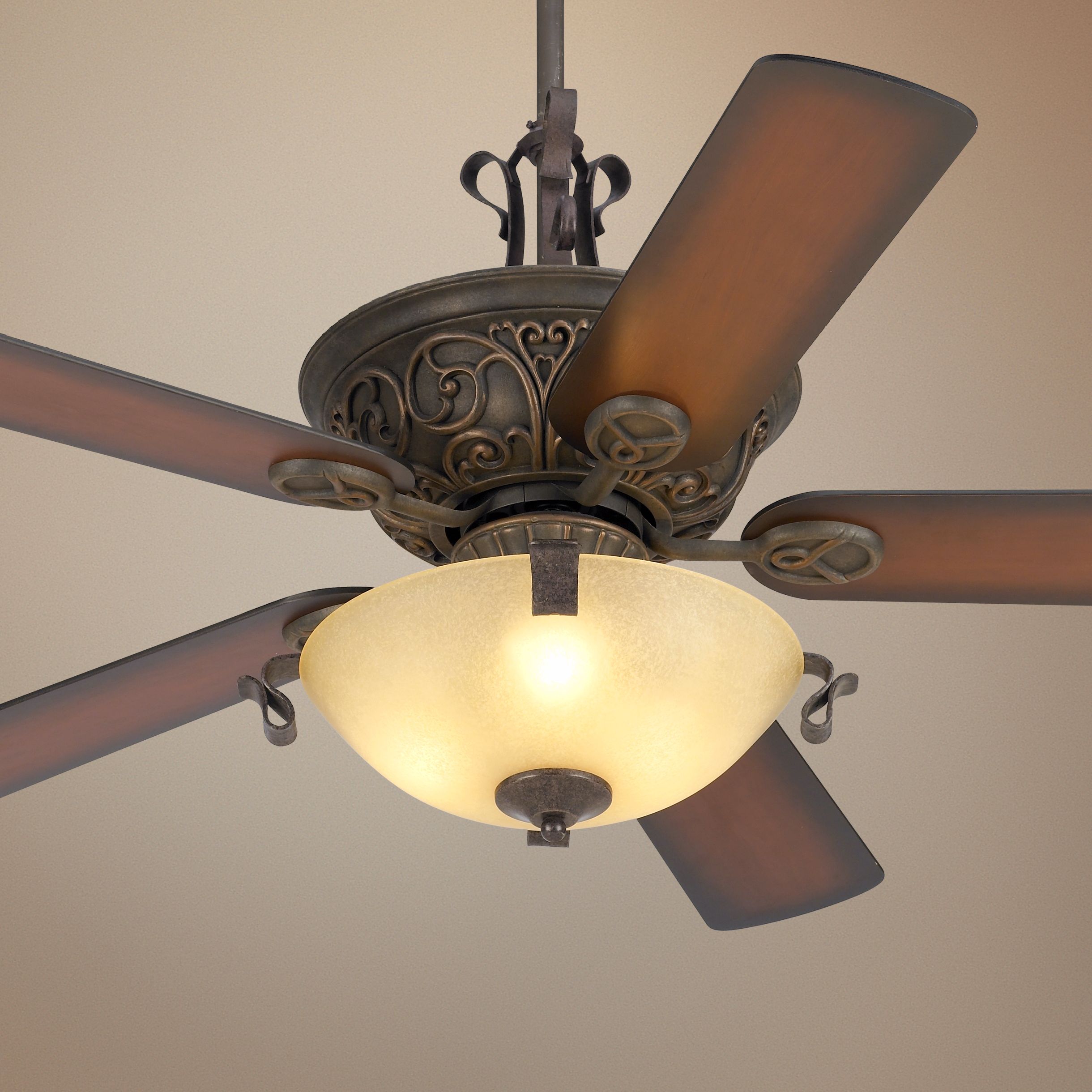 52" Casa Contessa Copper Bronze Ceiling Fan with Light