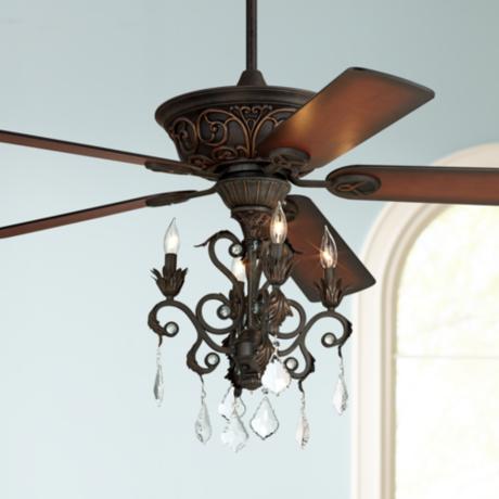 ... Dark Bronze Chandelier Ceiling Fan - #55878-56255-4G154 | Lamps Plus