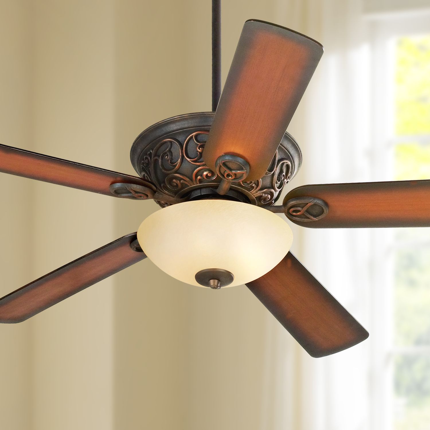 52" Casa Contessa with Indian Scavo Glass Light Ceiling Fan