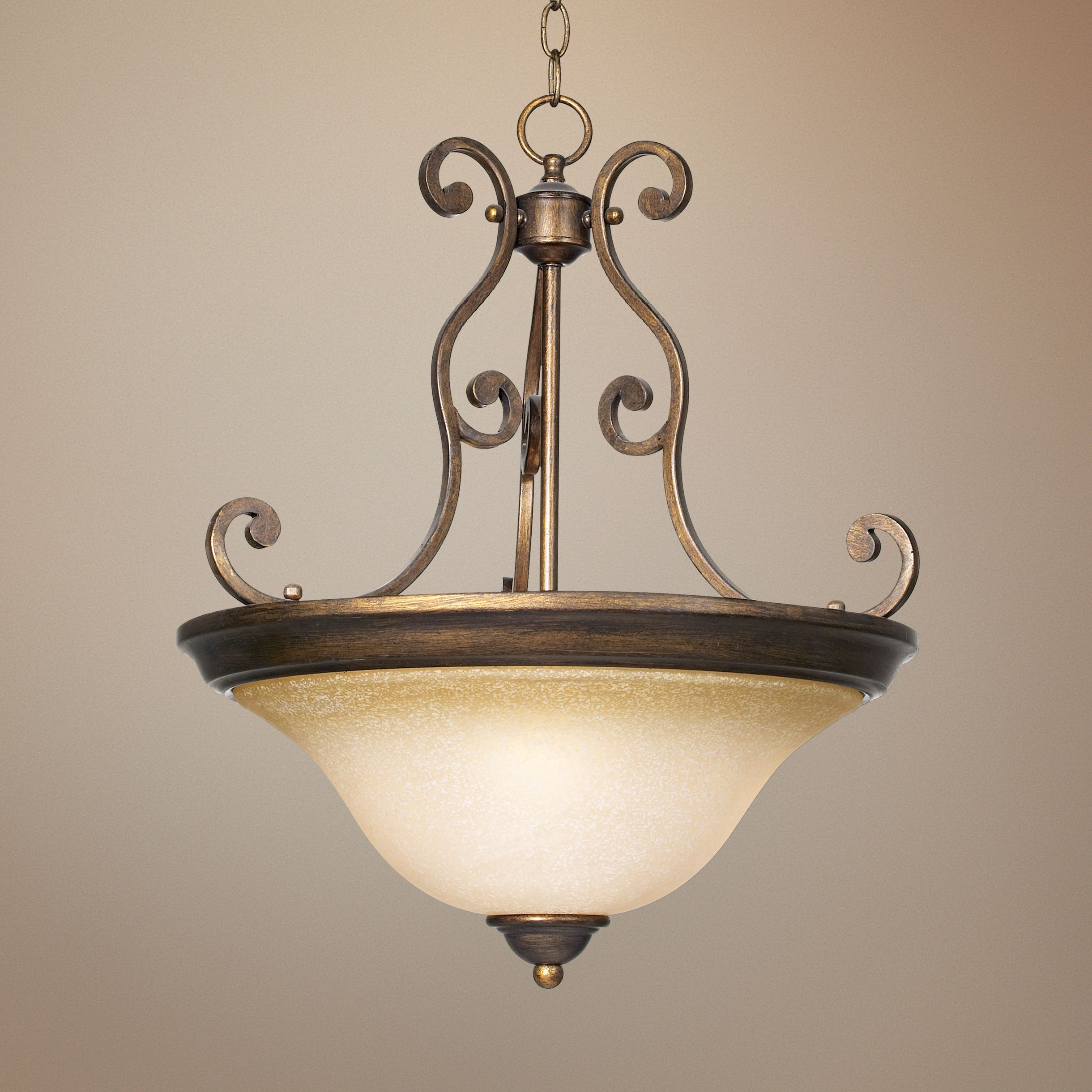 Bronze Over Iron 3-Light Bowl Pendant Light