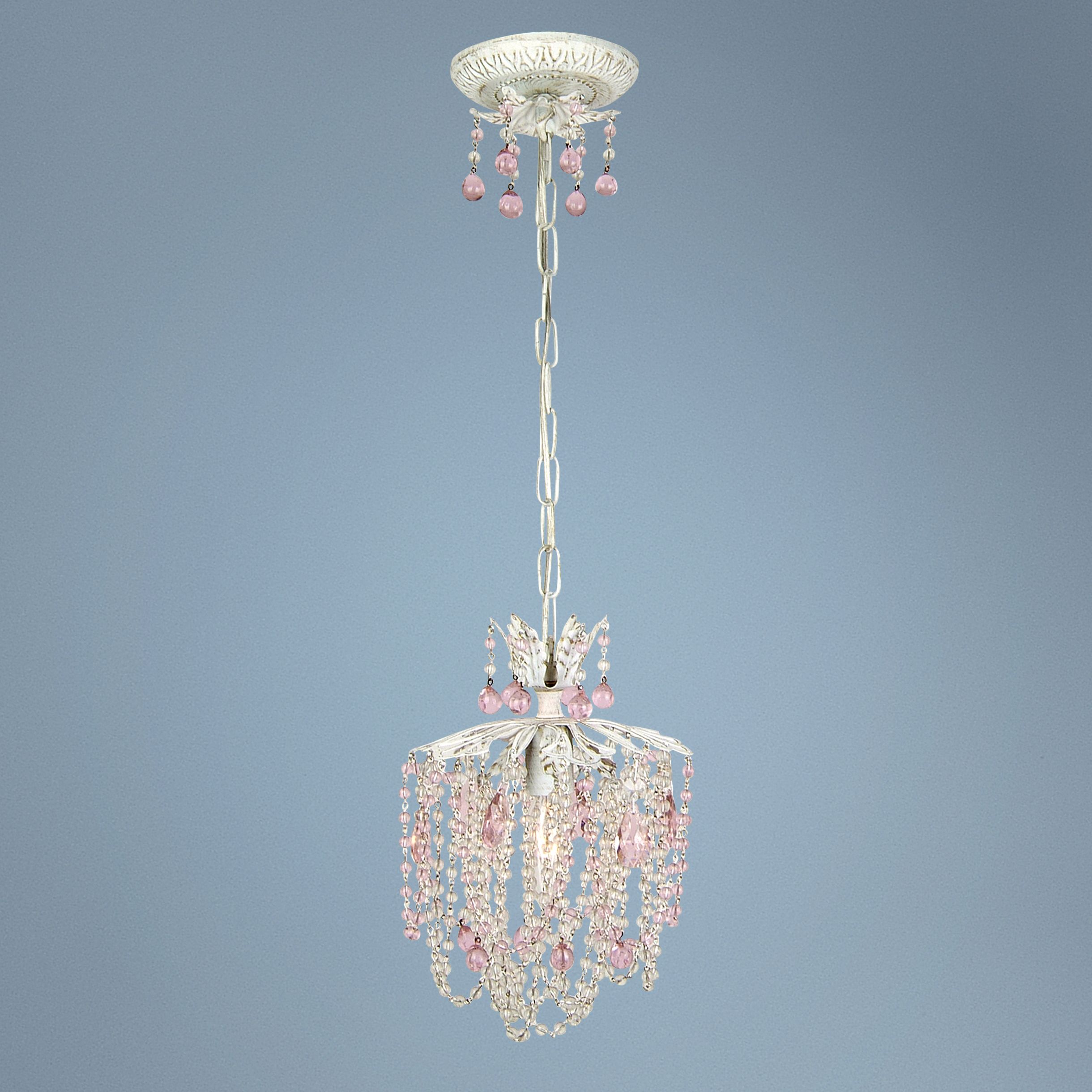 Petite Pink Drop Crystal Pendant Chandelier
