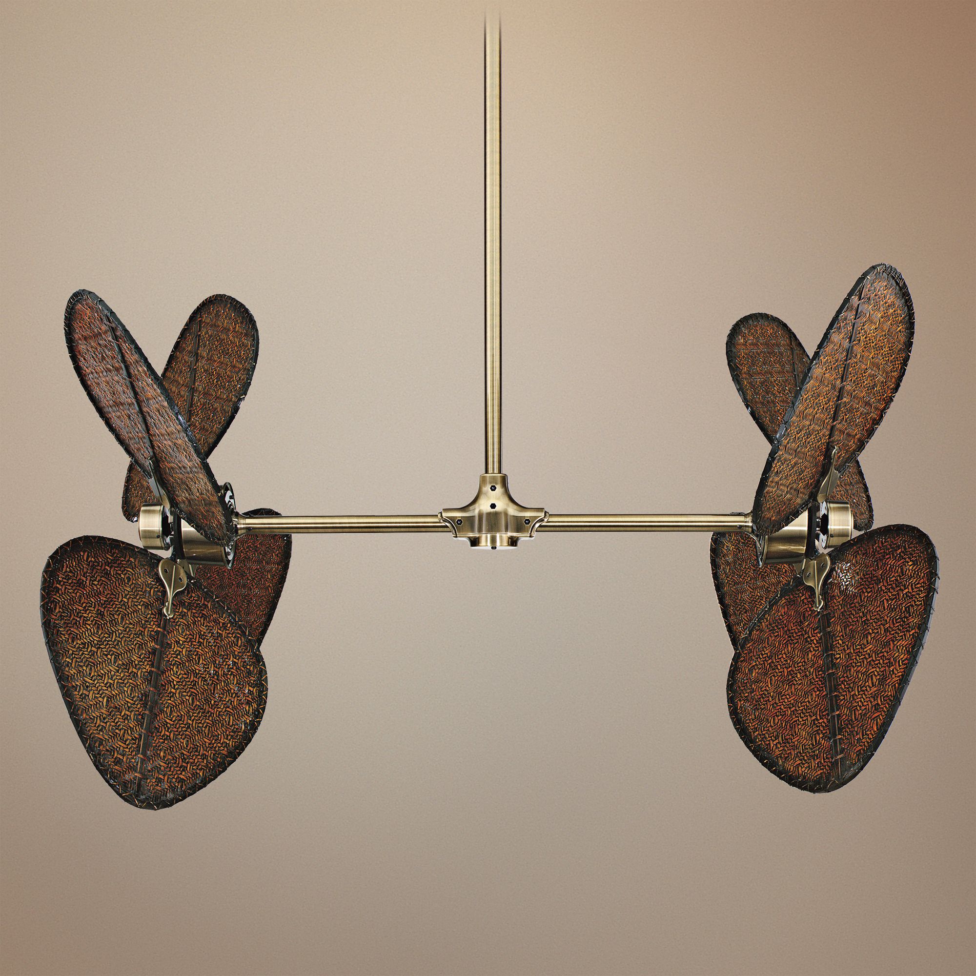 Fanimation Palisade Natural Antique Brass Double Ceiling Fan