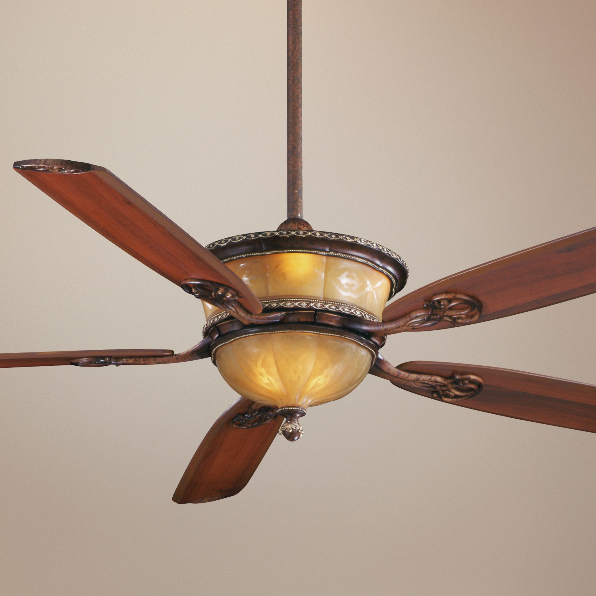 60" Santa Lucia Cognac Fluted Glass Ceiling Fan