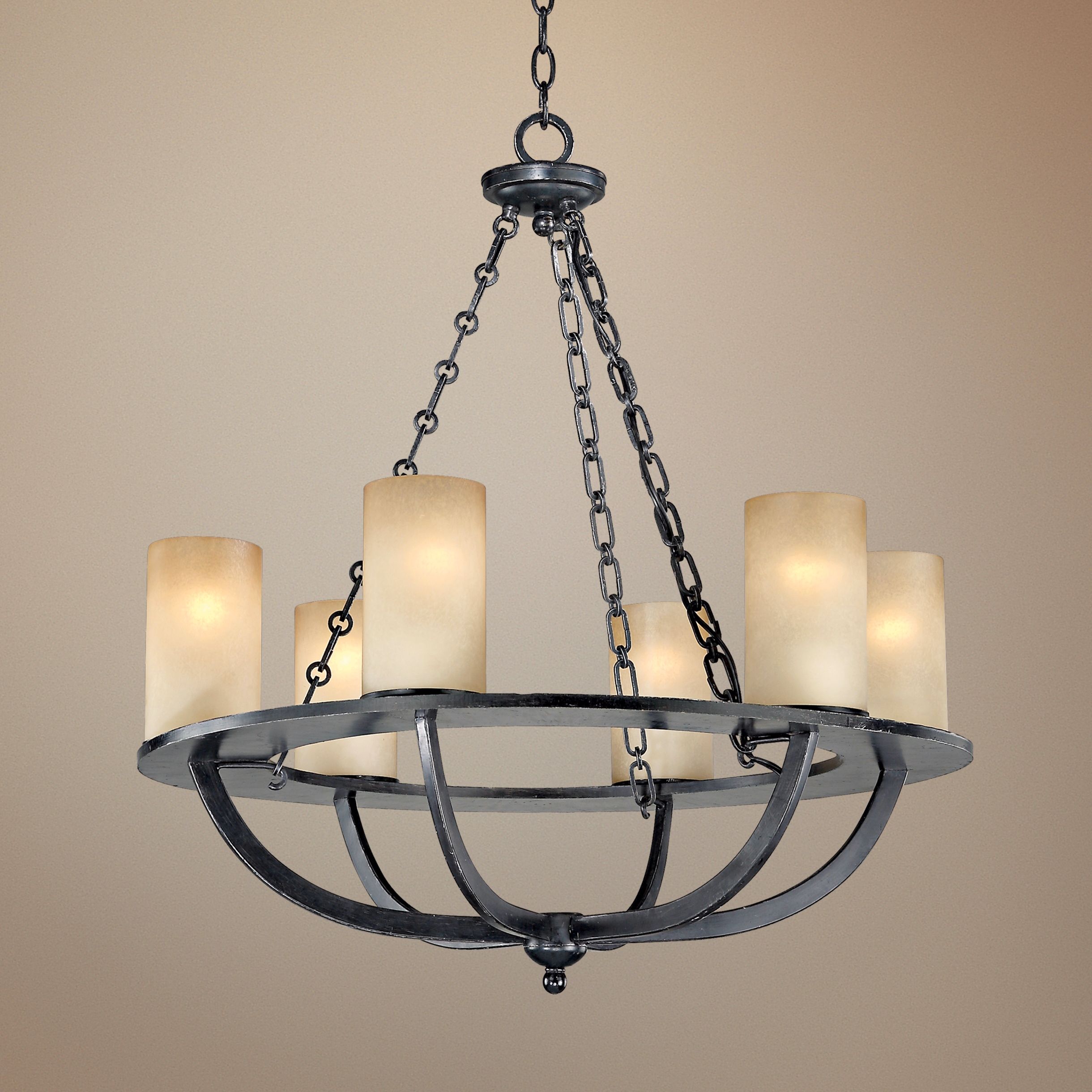 Indian Scavo Glass 26" Wide Bronze Finish Chandelier