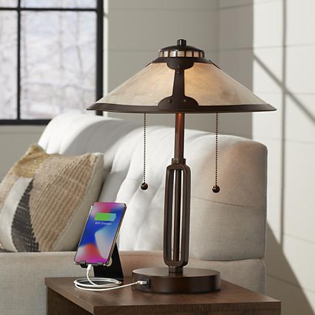 Samuel Mica Shade Desk Lamp with USB Port - #6T630 www.lampsplus.com