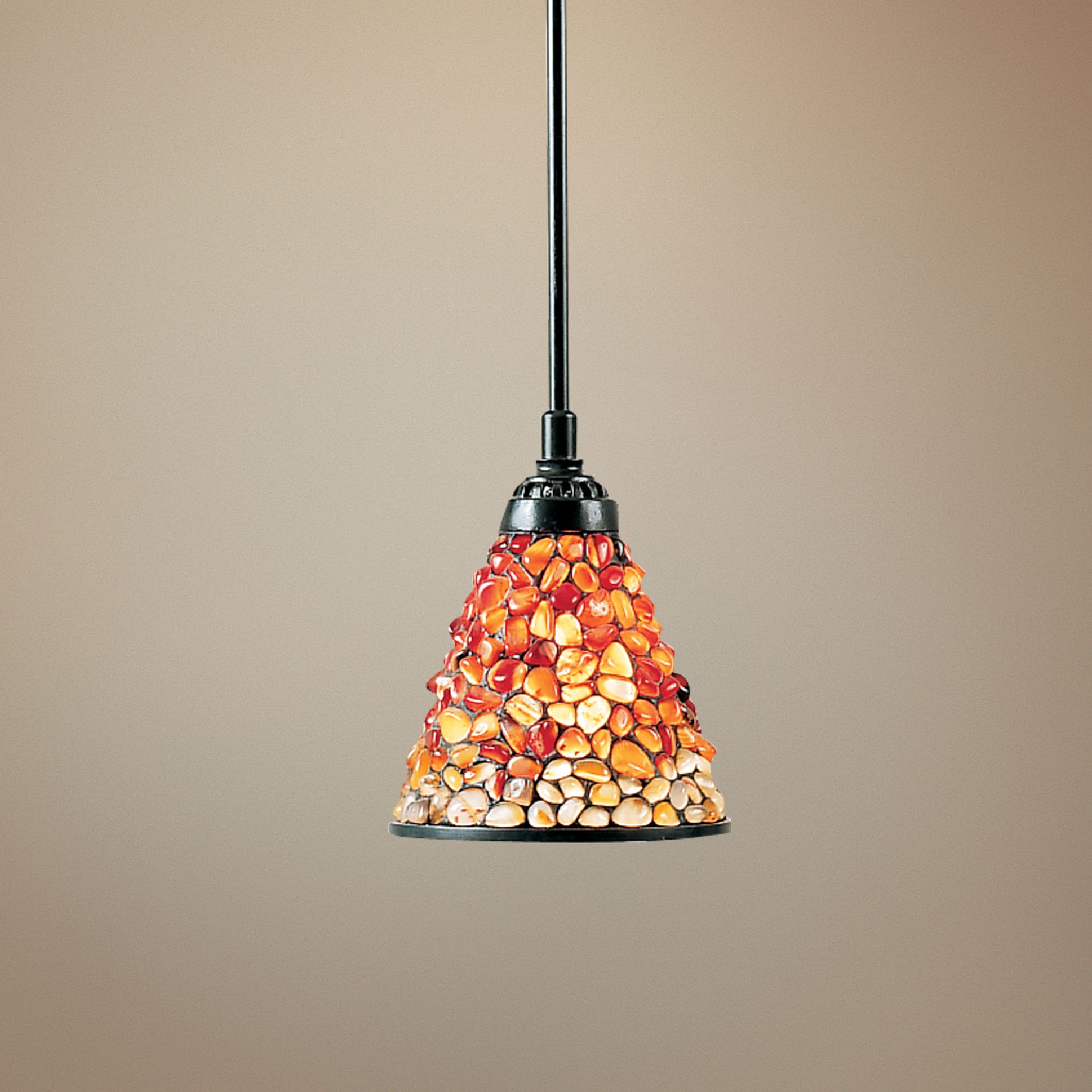 Quoizel Pomez Rod Hung Agate Stone Shade Pendant Chandelier