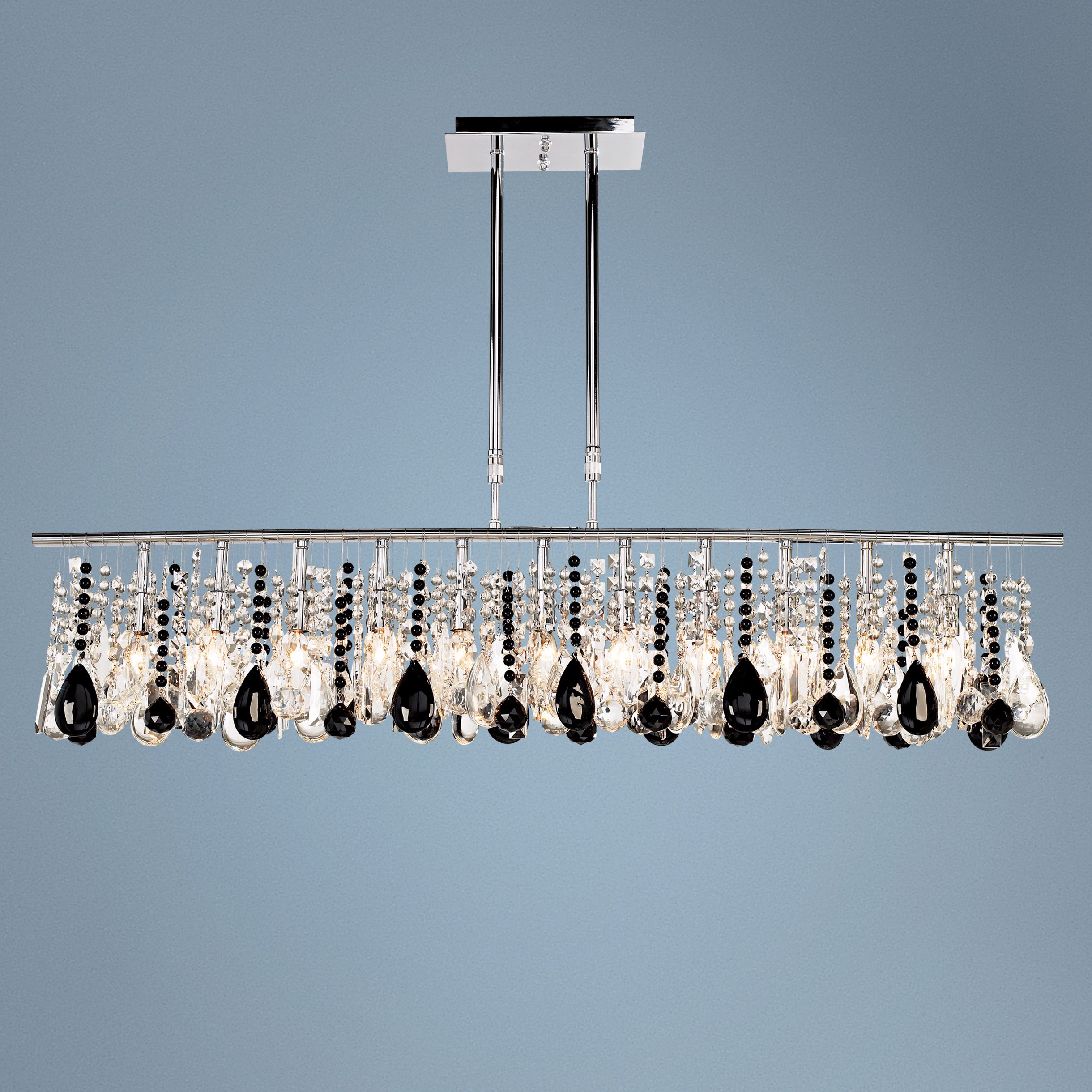 Luminous 48" Wide Clear and Black Crystal Chandelier