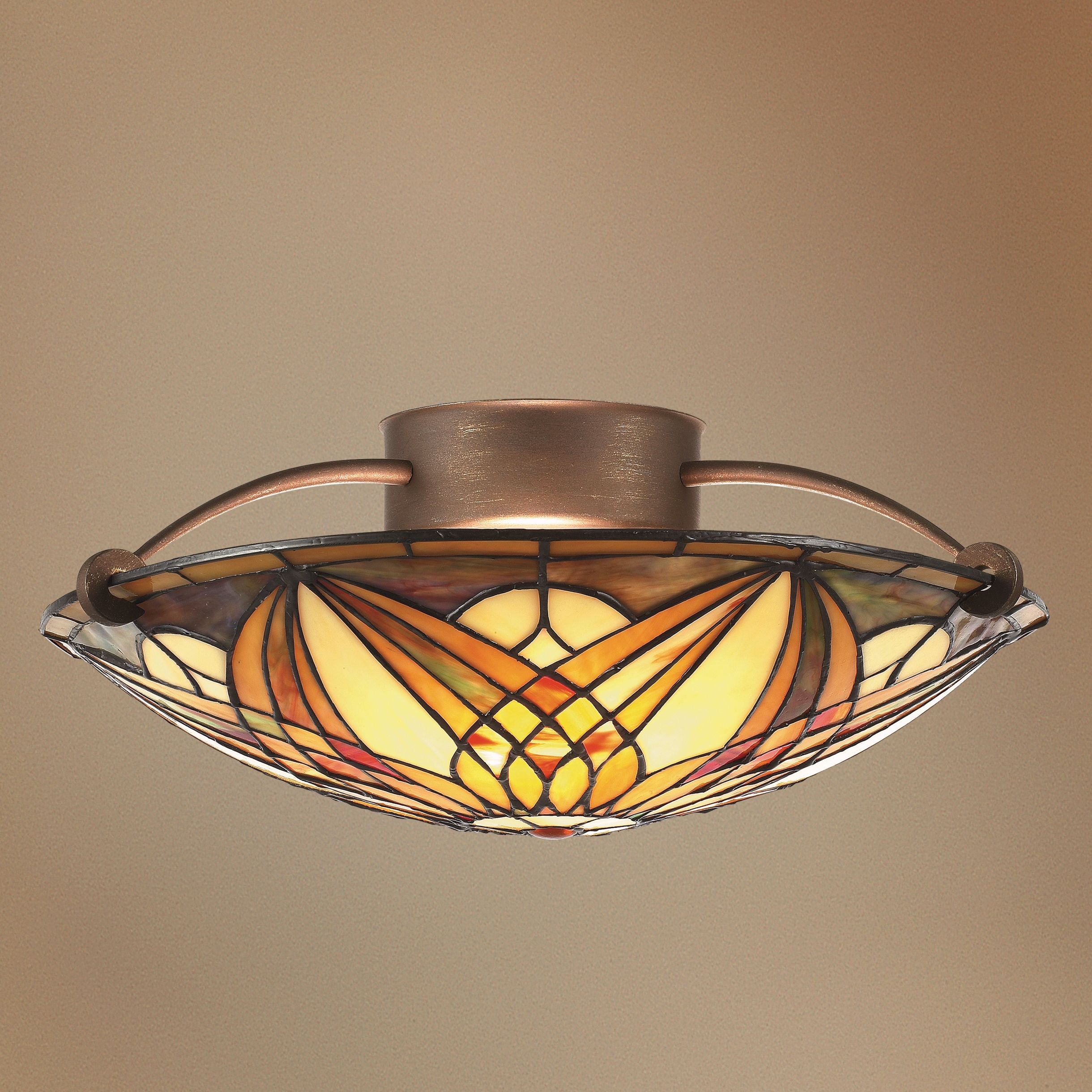 Art Noveau 17" Wide Semi- Flushmount Ceiling Light Fixture