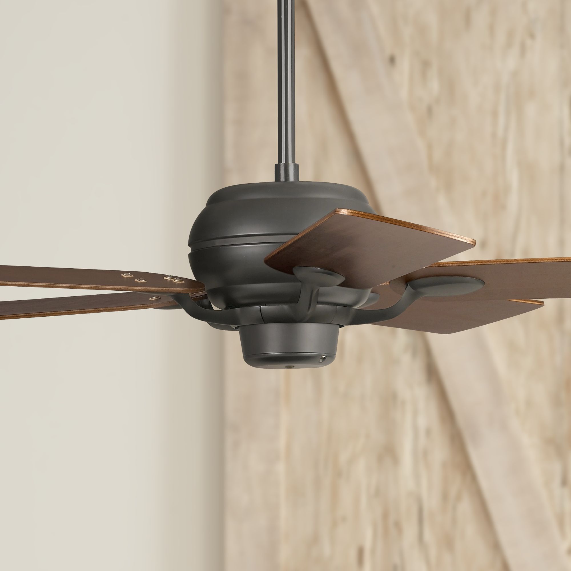 52" Casa Optima Matte Black Square Walnut Blades Ceiling Fan