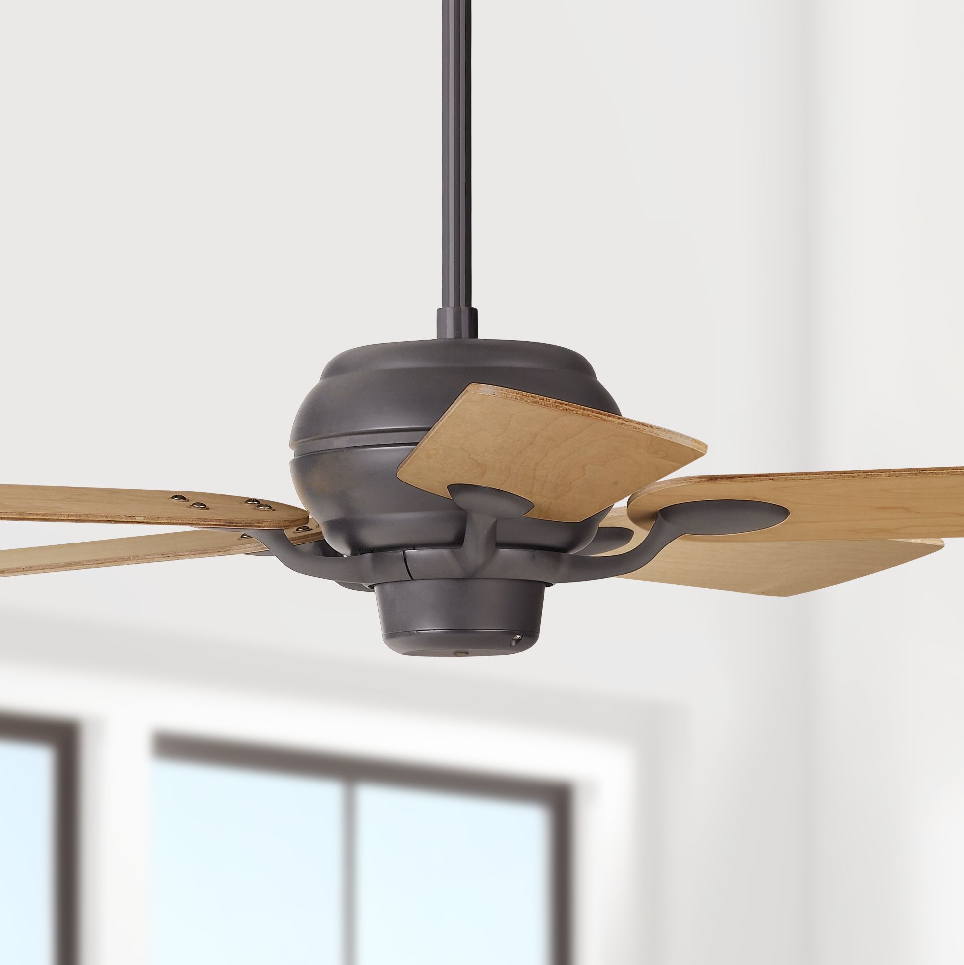 52" Casa Optima Matte Black Maple Blades Ceiling Fan