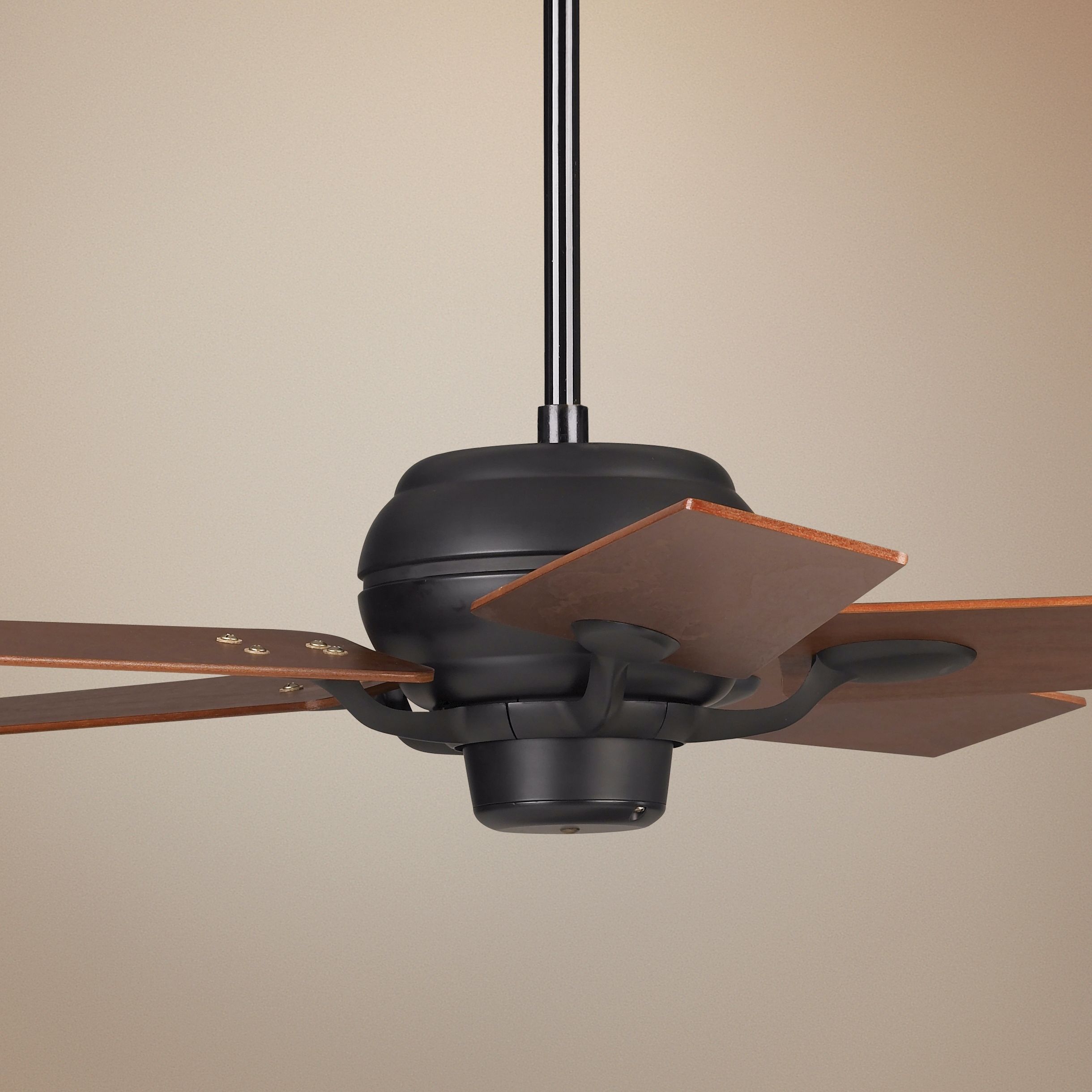 52" Casa Optima Matte Black Tapered Teak Blades Ceiling Fan