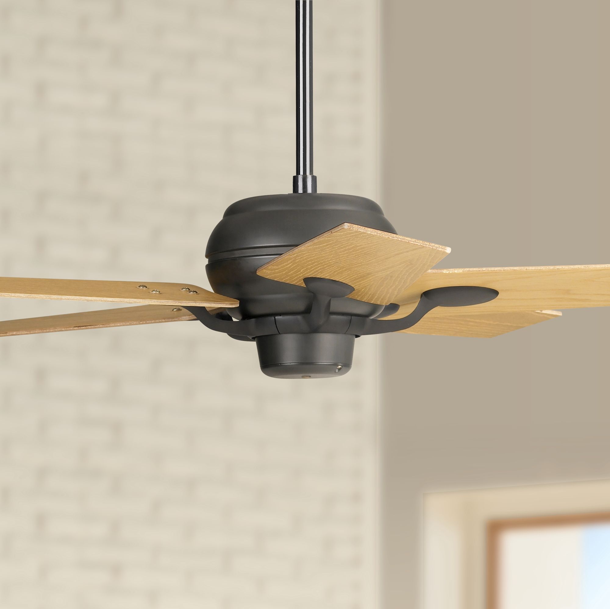 52" Casa Optima Matte Black Oak Blades Ceiling Fan