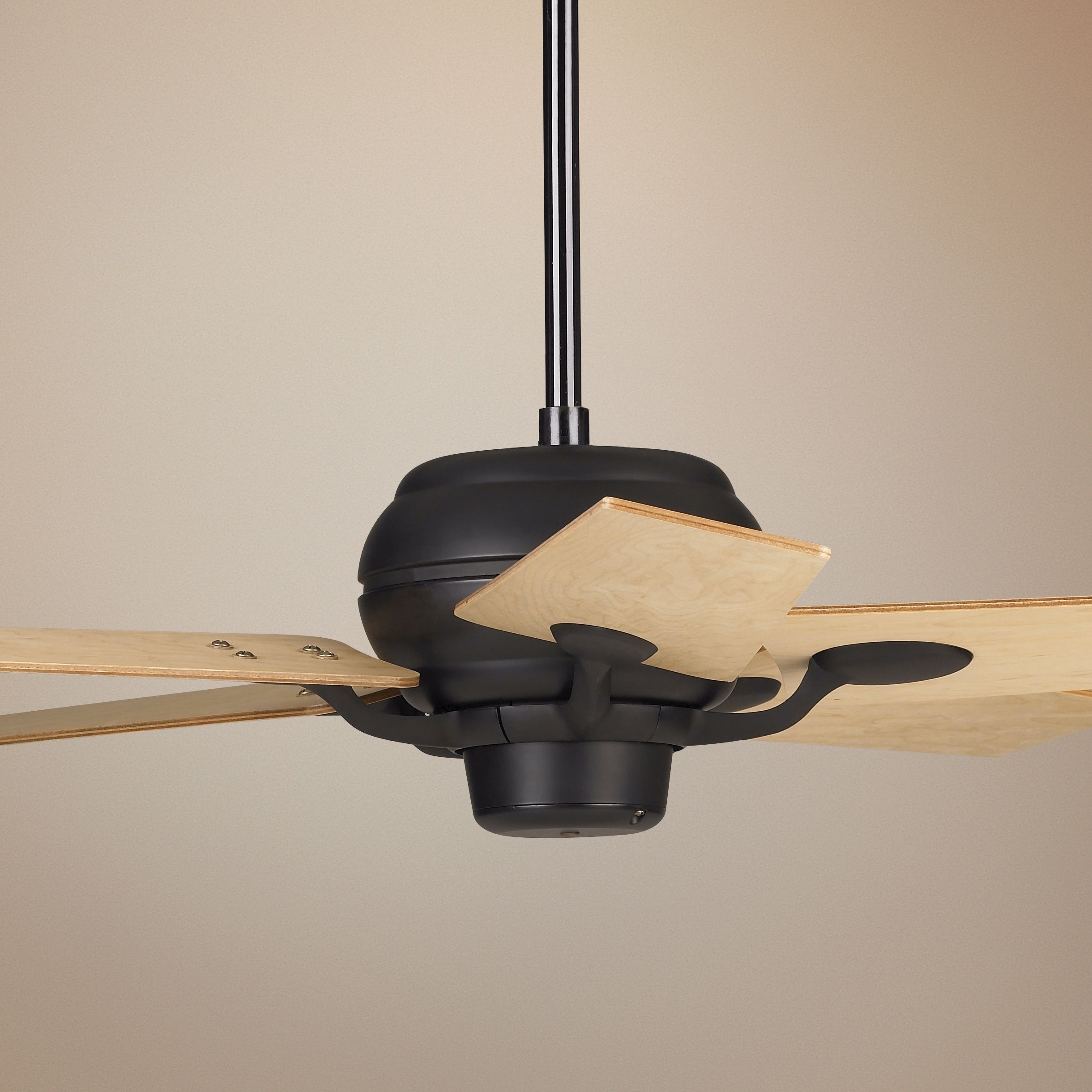 52" Casa Optima Matte Black Tapered Maple Blades Ceiling Fan
