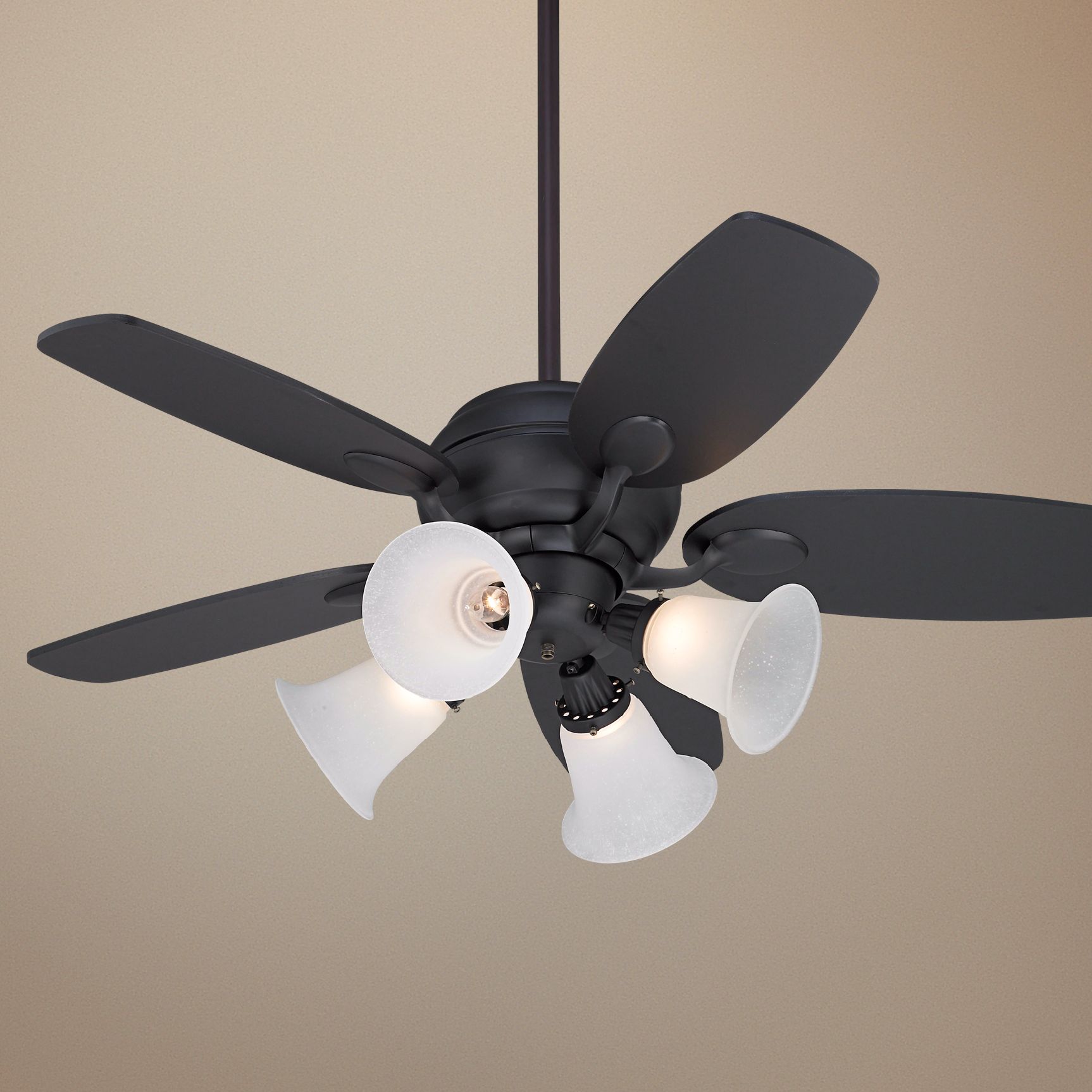 43" Casa Optima Matte Black Ceiling Fan with 4-Light Kit