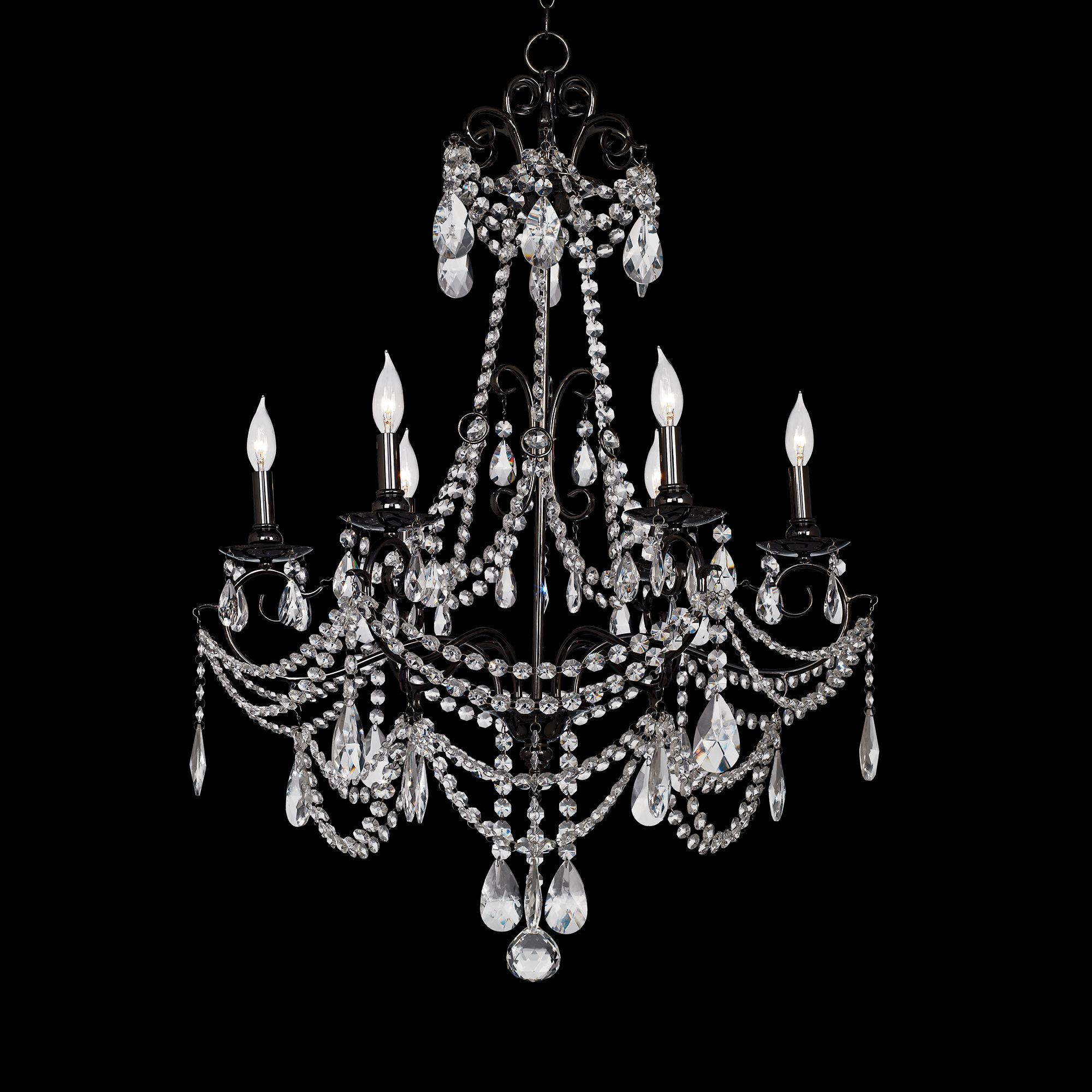 Vienna Full Spectrum Crystal 6-Light Black Nickel Chandelier