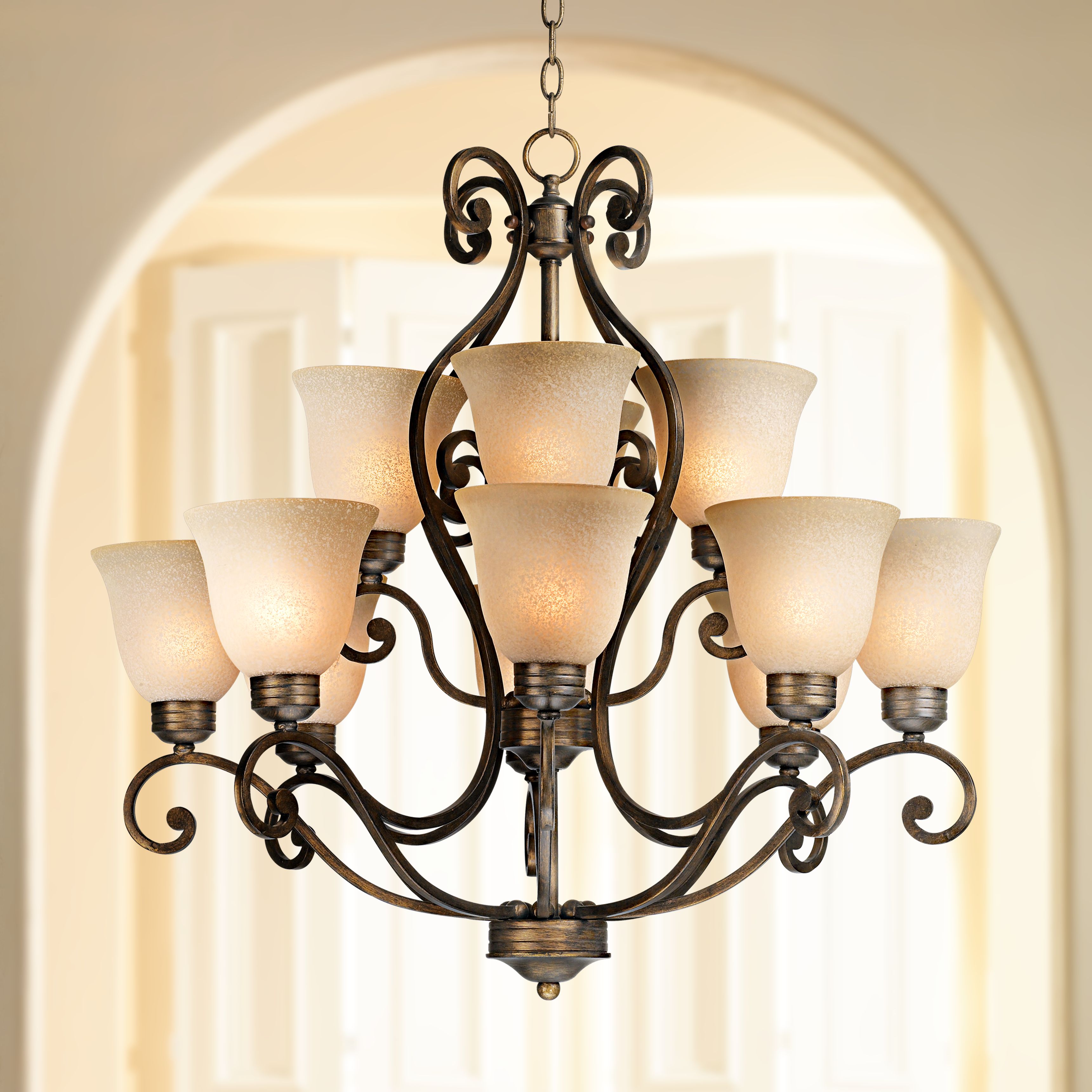 Bronze Over Iron Twelve Light Chandelier