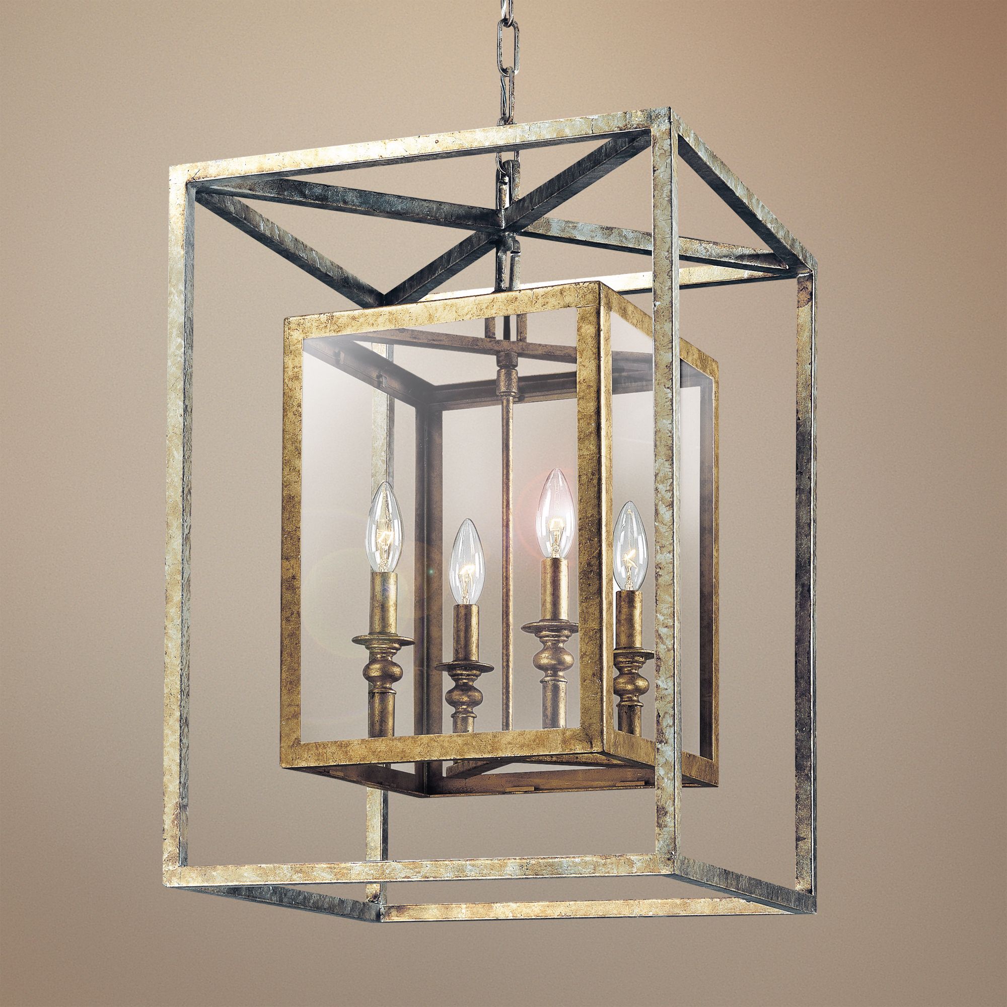 Morgan 4-Light 16" Wide Gold and Silver Leaf Pendant Light