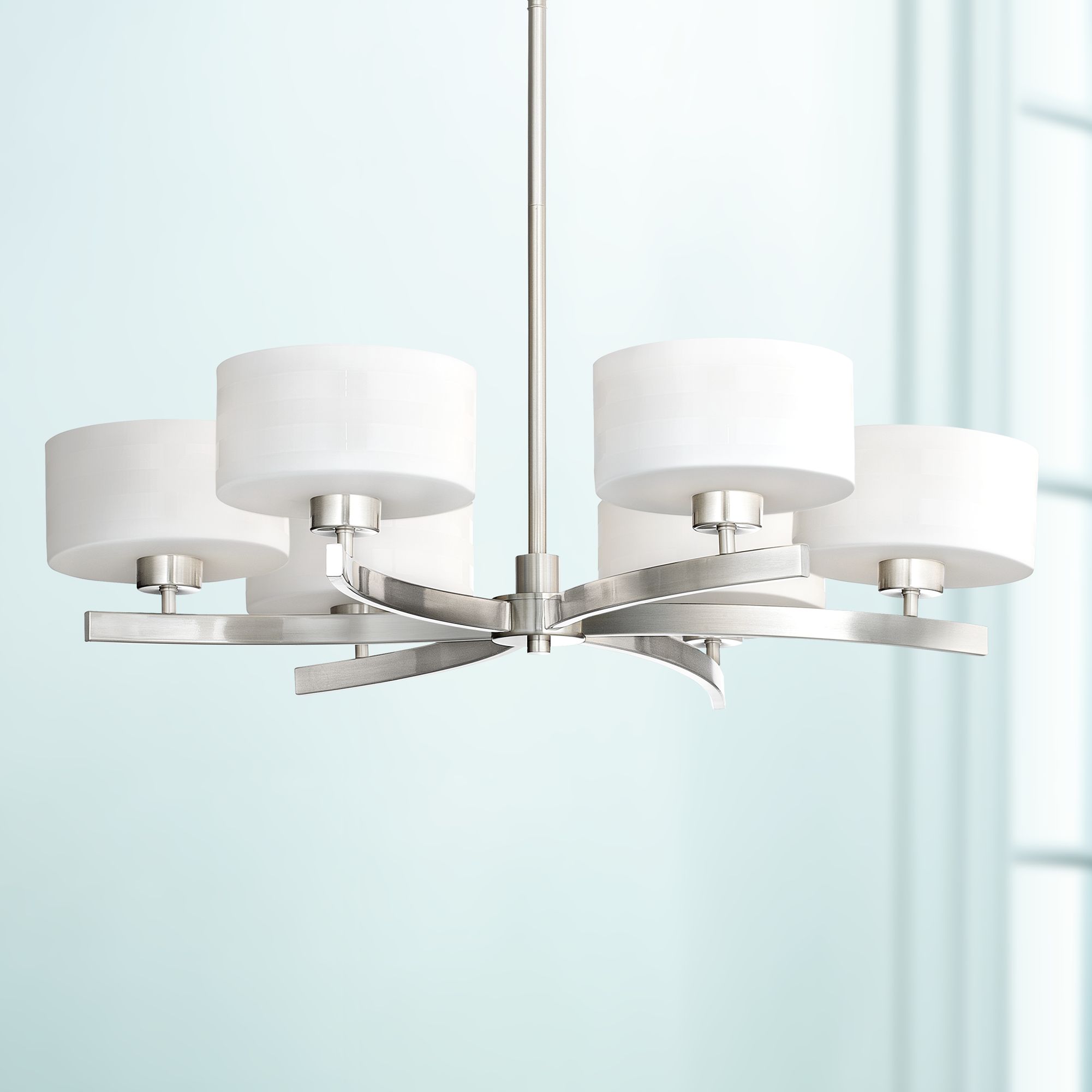 Possini Euro Surface Interplay Opal Glass 6-Light Chandelier