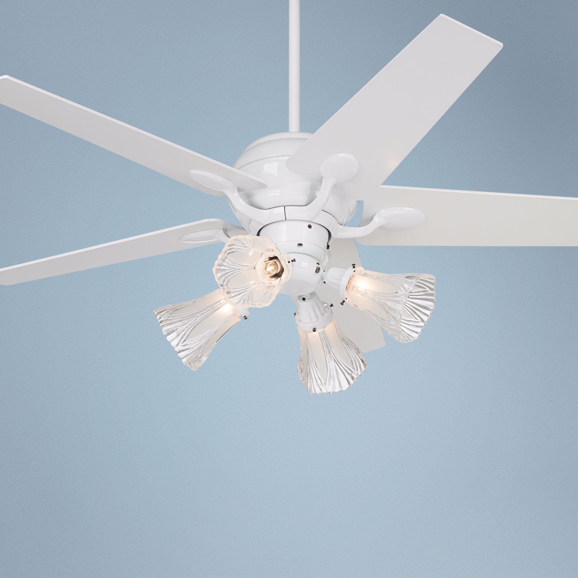 52" Casa Optima White Tapered Blades Ceiling Fan with Light
