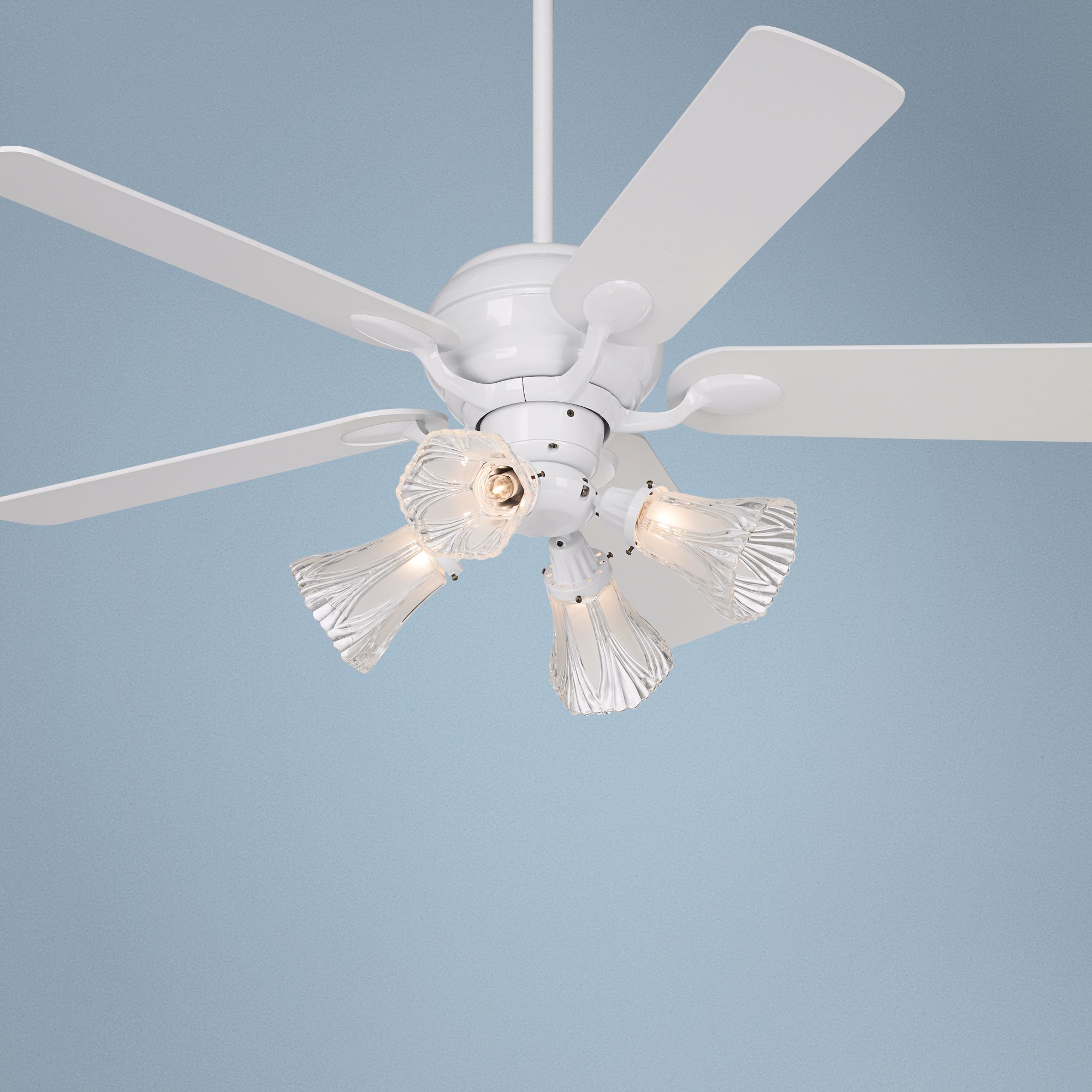 52" Casa Optima White Square Blades Ceiling Fan with Light