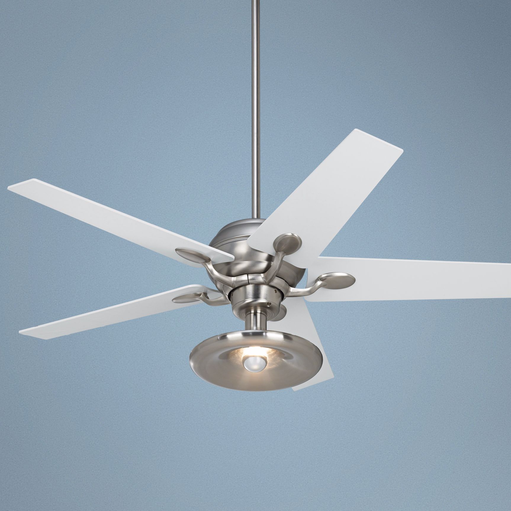 52" Casa Optima Brushed Steel Ceiling Fan with Light Kit