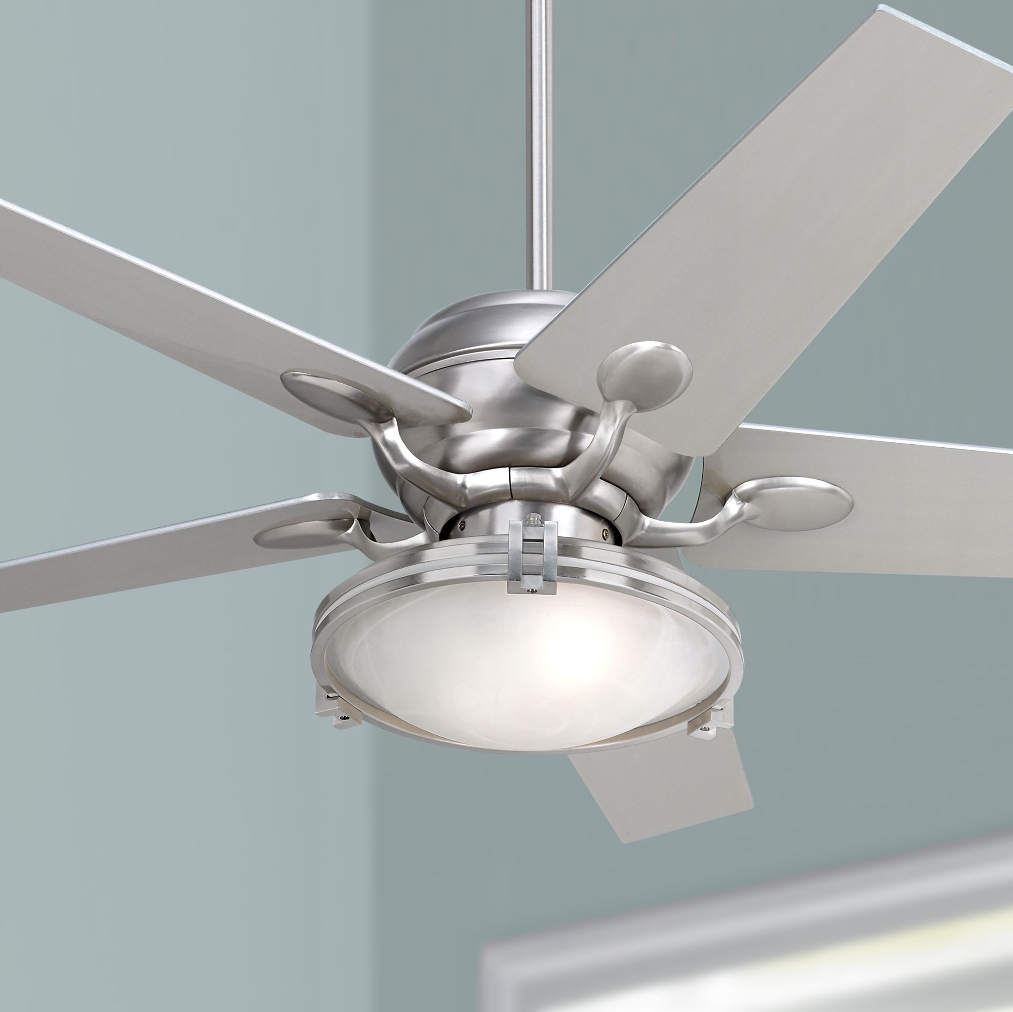 Casa Optima™ Brushed Steel Ceiling Fan with Light Kit