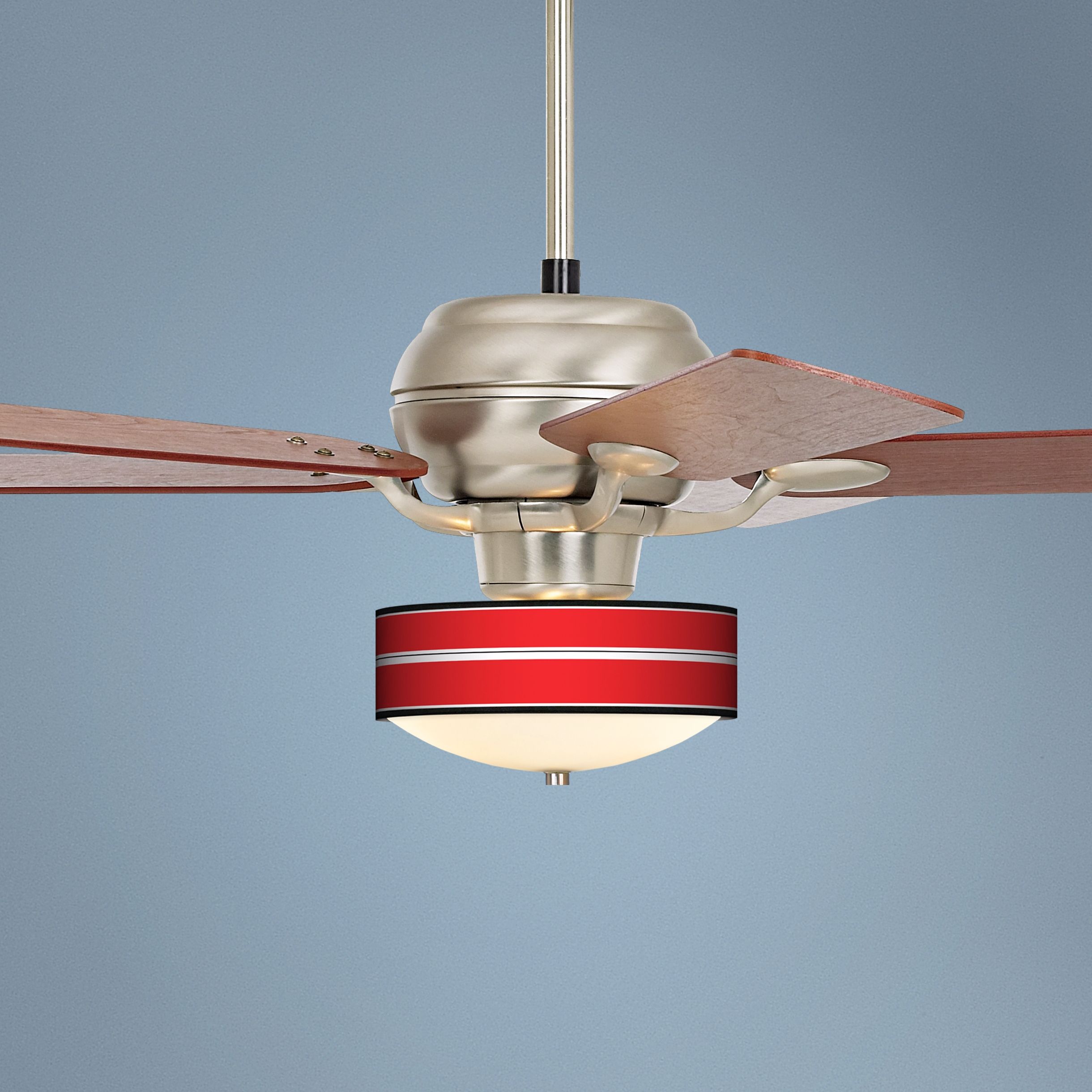 52" Casa Optima Brushed Steel Finish Red Stripes Ceiling Fan