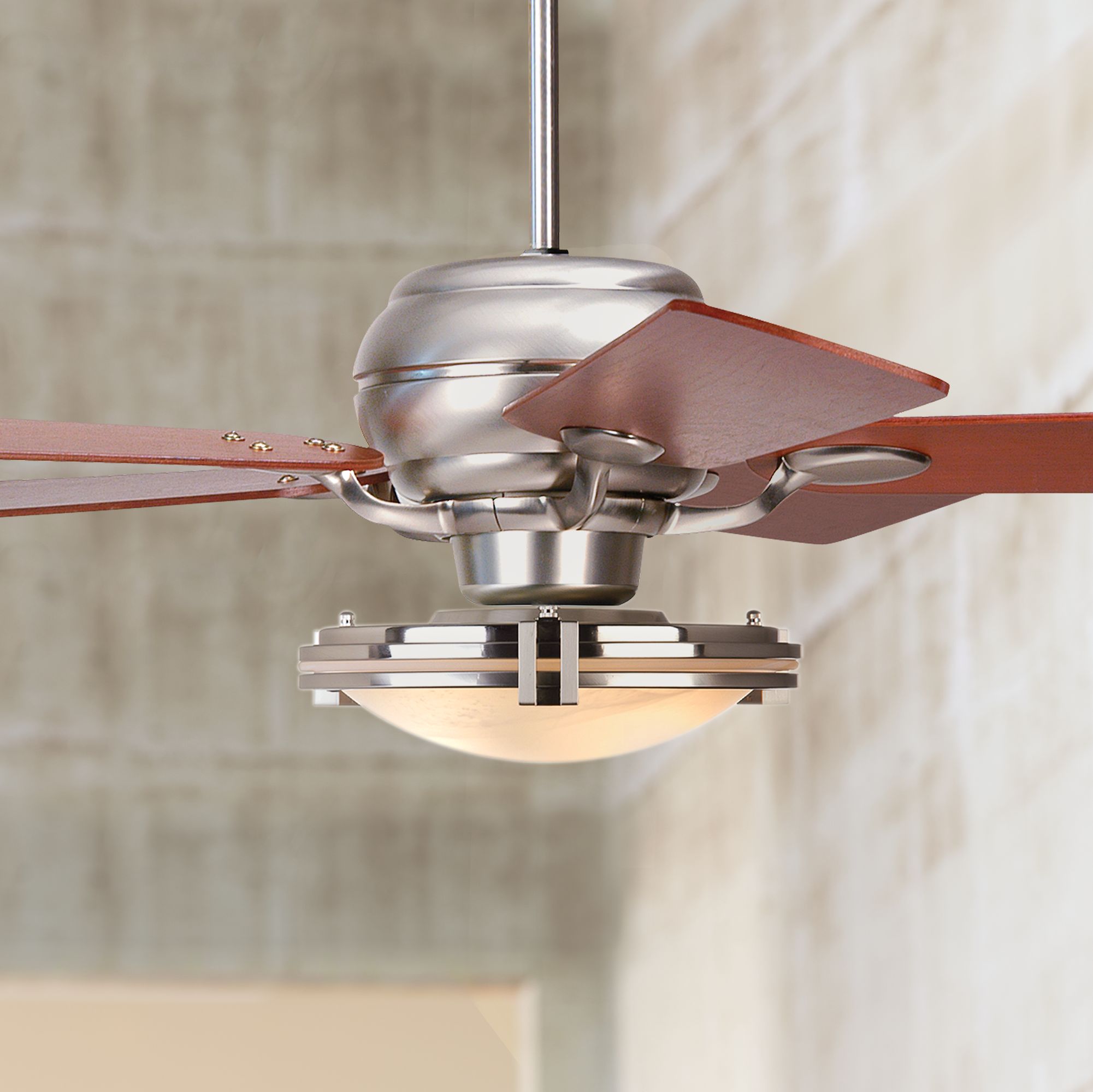 52" Casa Optima Brushed Steel Marble Glass Ceiling Fan