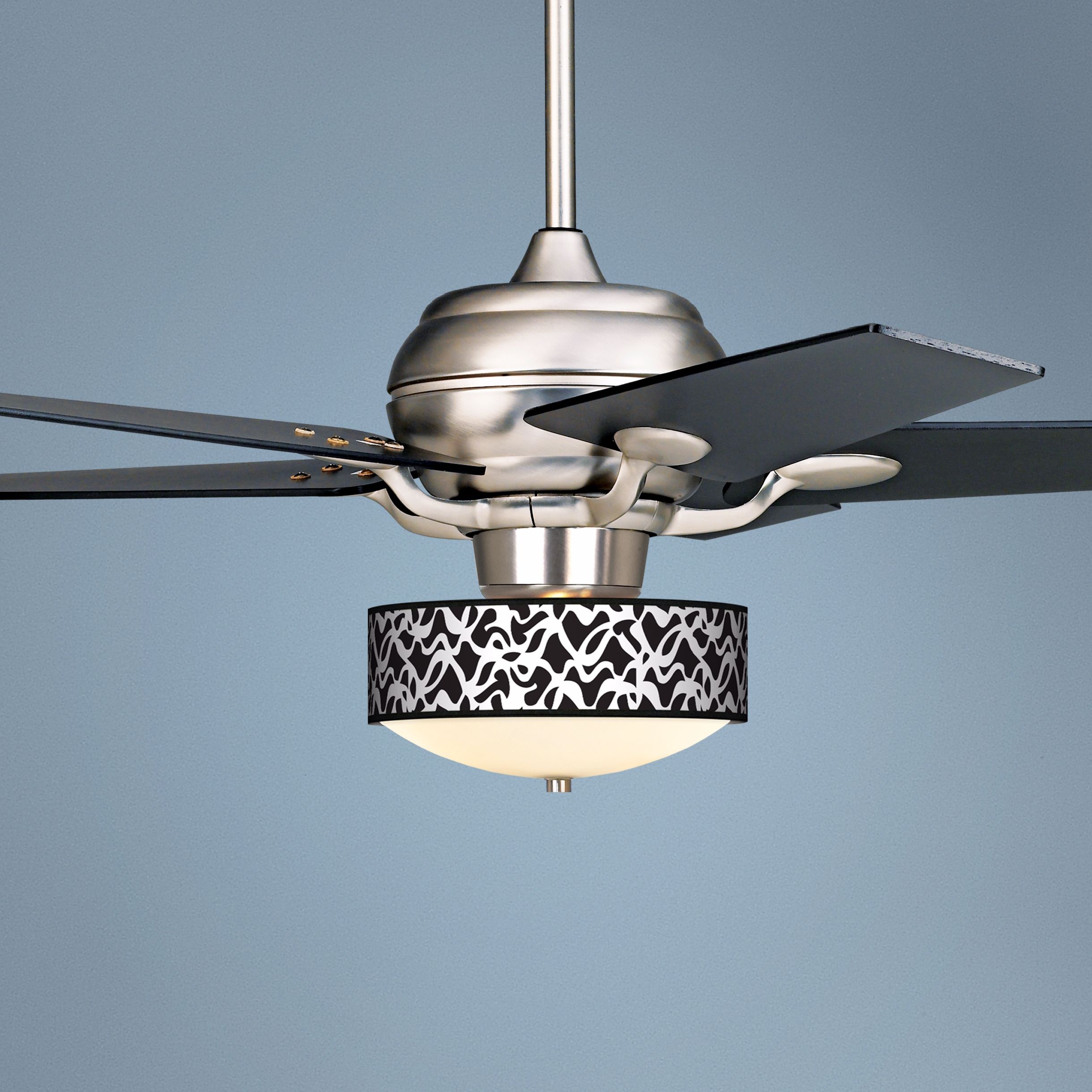 52" Casa Optima Brushed Steel White Ribbon Ceiling Fan
