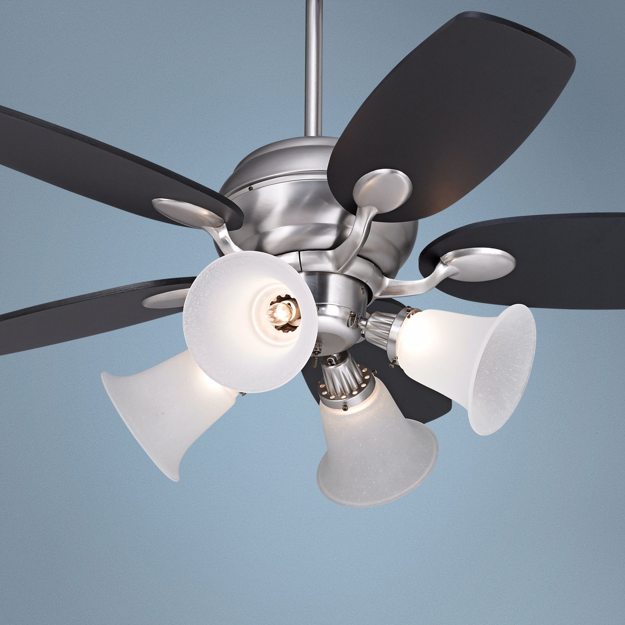 43" Casa Optima Brushed Steel Ceiling Fan with 4-Light Kit