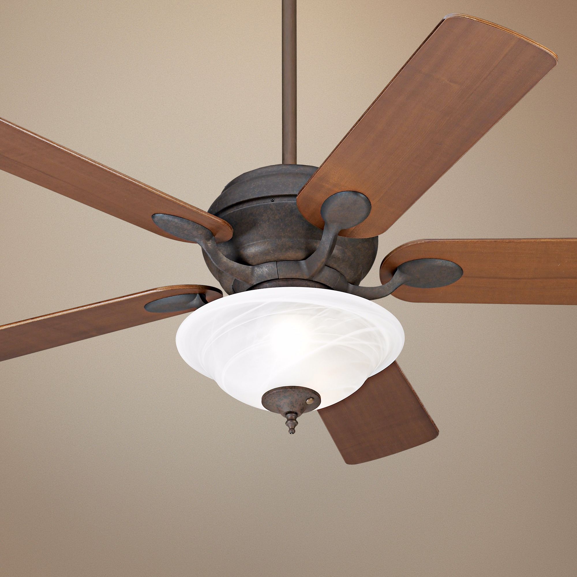 52" Casa Vieja® Black Rust White Glass Ceiling Fan