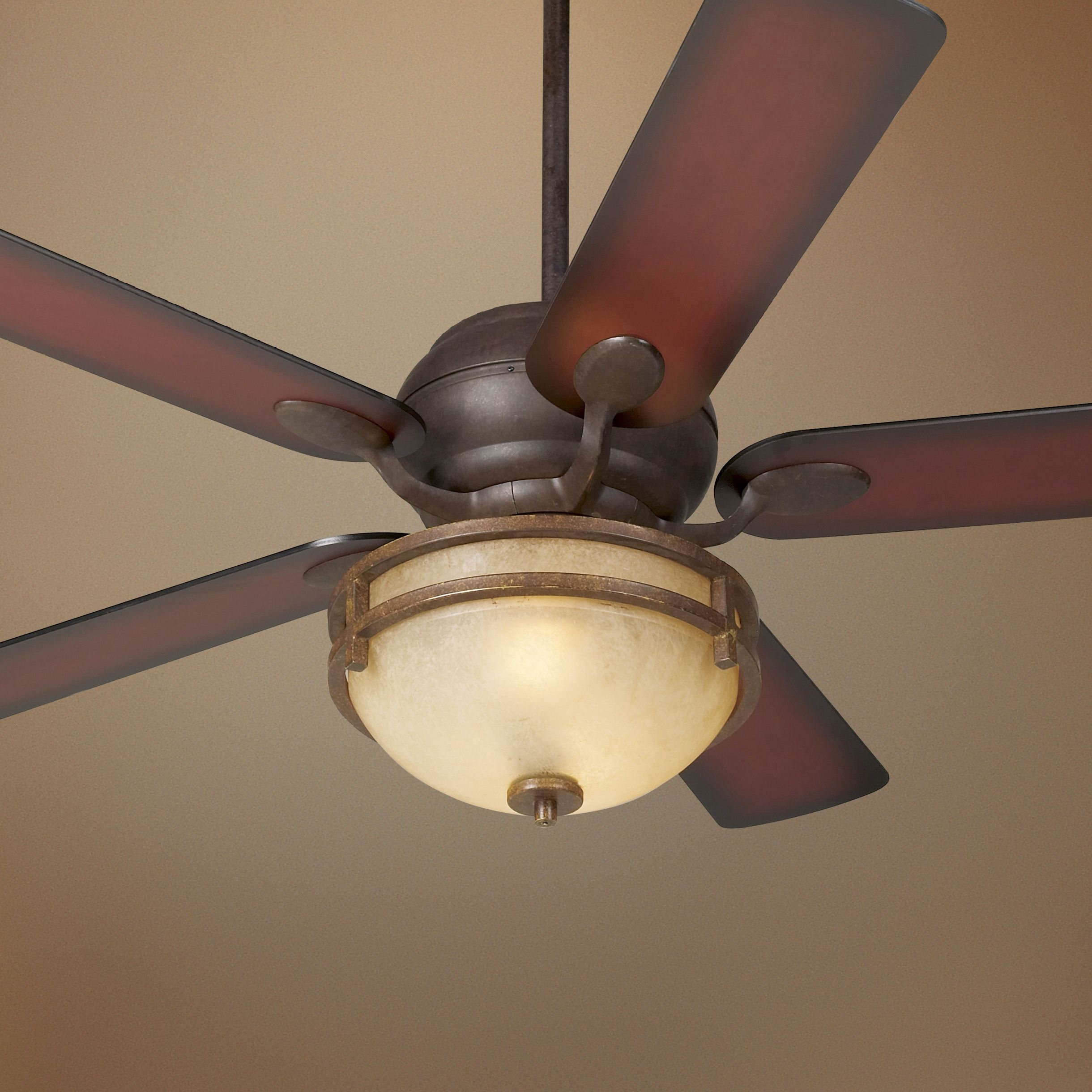 52" Casa Vieja® Black Rust Shaded Blades Ceiling Fan