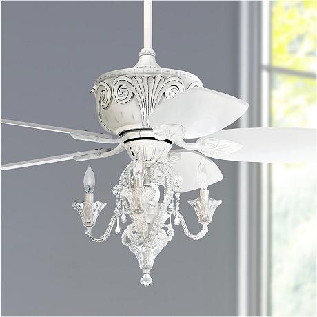 44" Casa Deville Antique White Ceiling Fan with Light ...