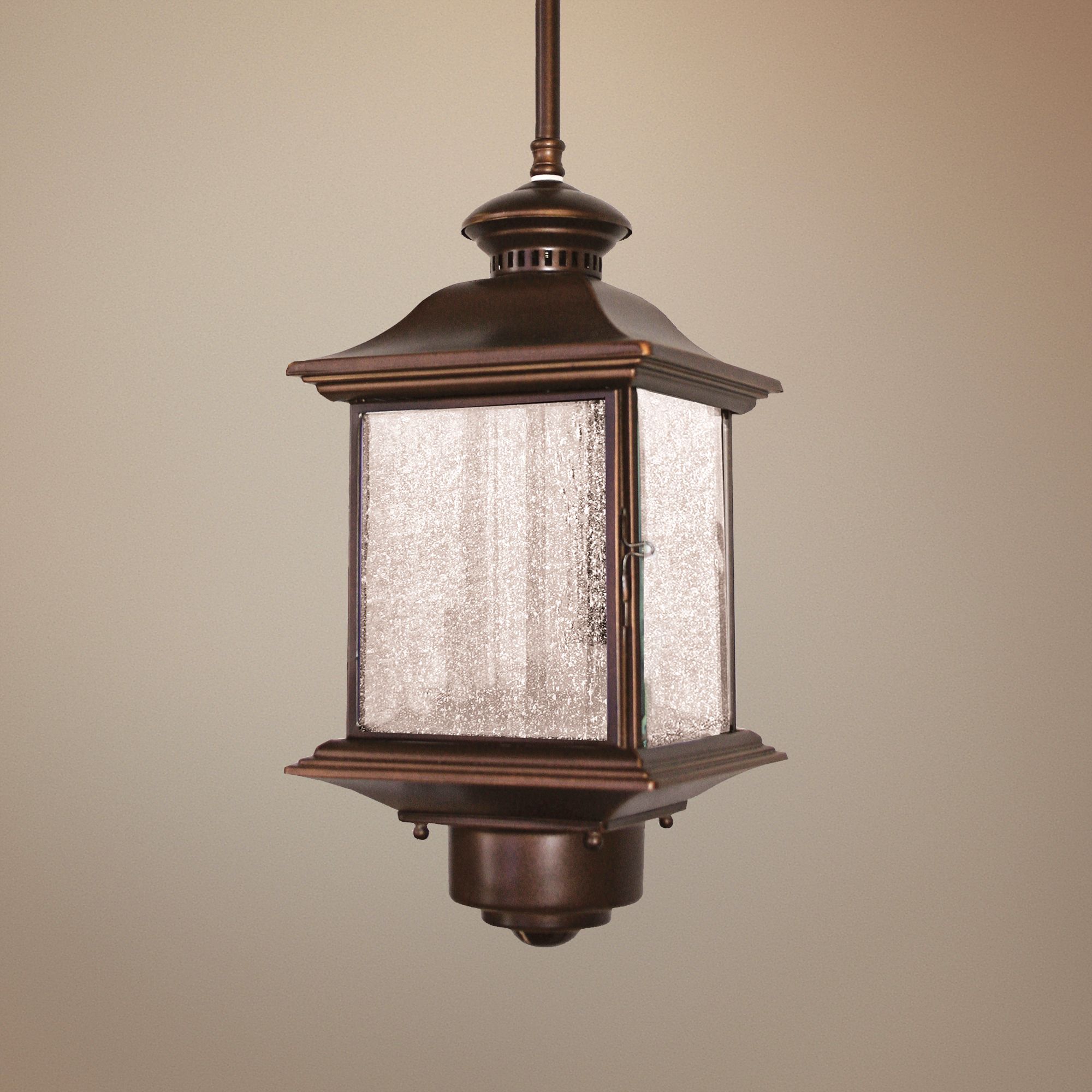 Motion Sensor 14" High Antique Bronze Outdoor Hanging Light