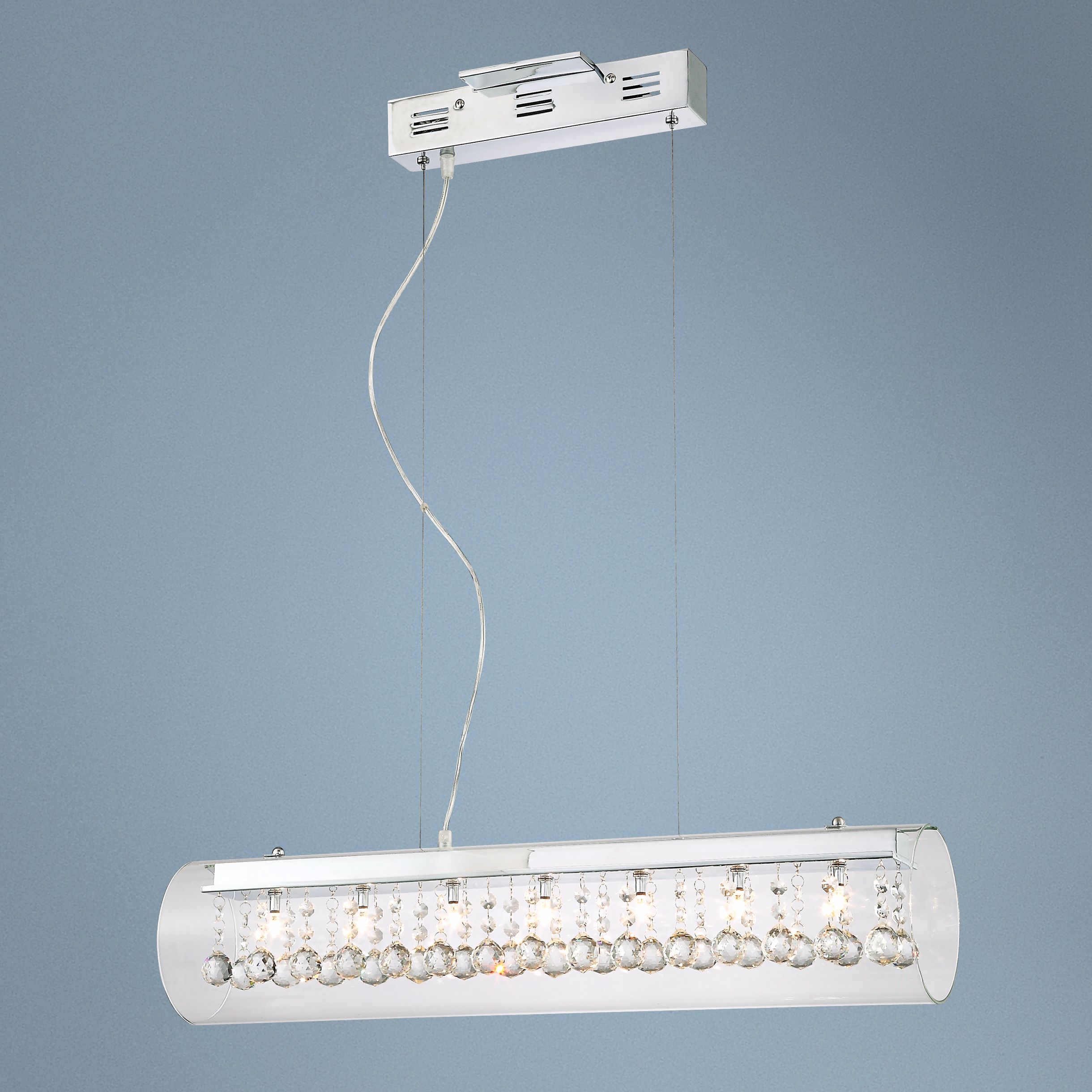 Possini Euro Glass Tube Crystal Halogen Ceiling Pendant