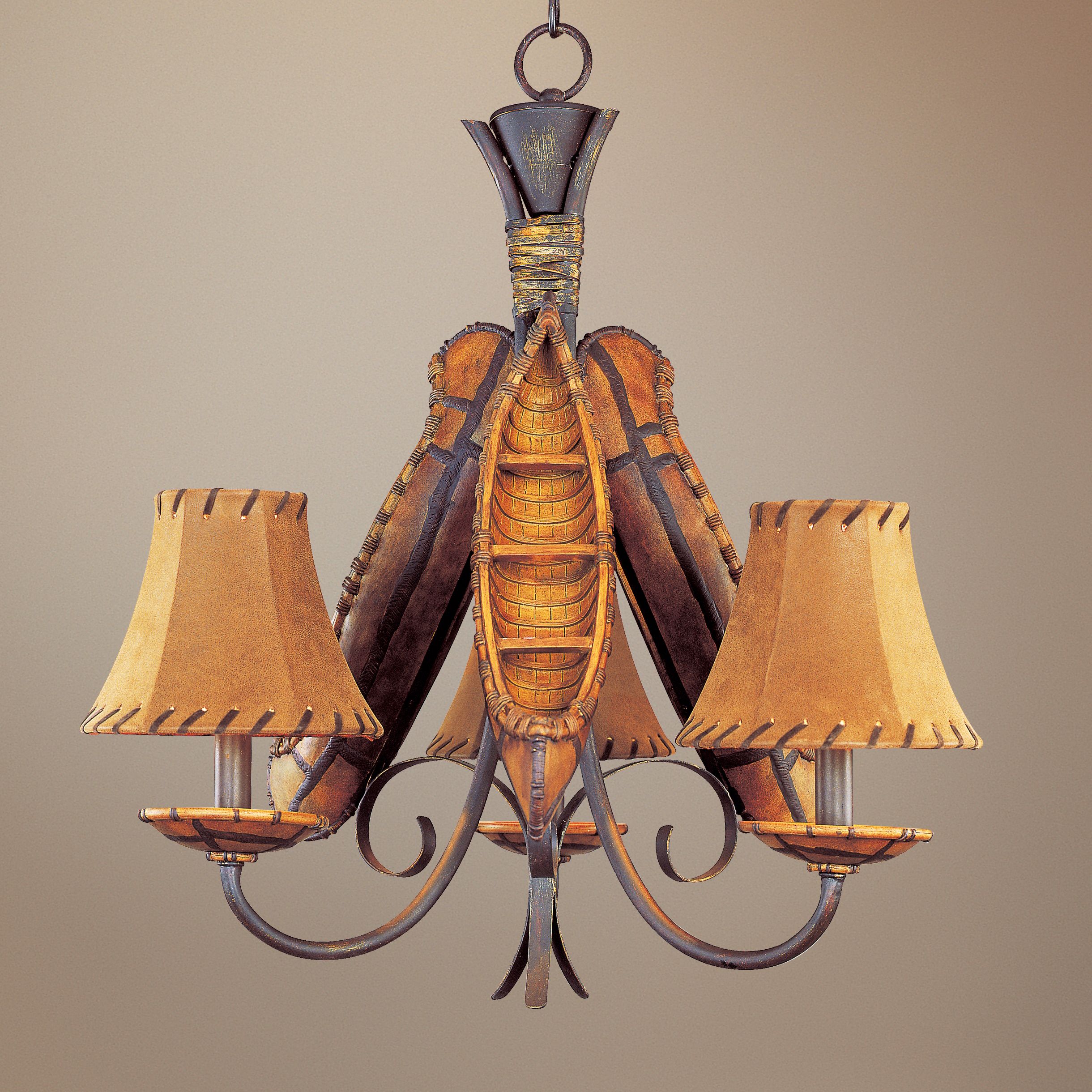 Grand Old River Canoe Three Light Chandelier
