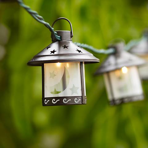 Old Fashioned Metal Moon Lantern Party String Lights - #92681 Lamps Plus